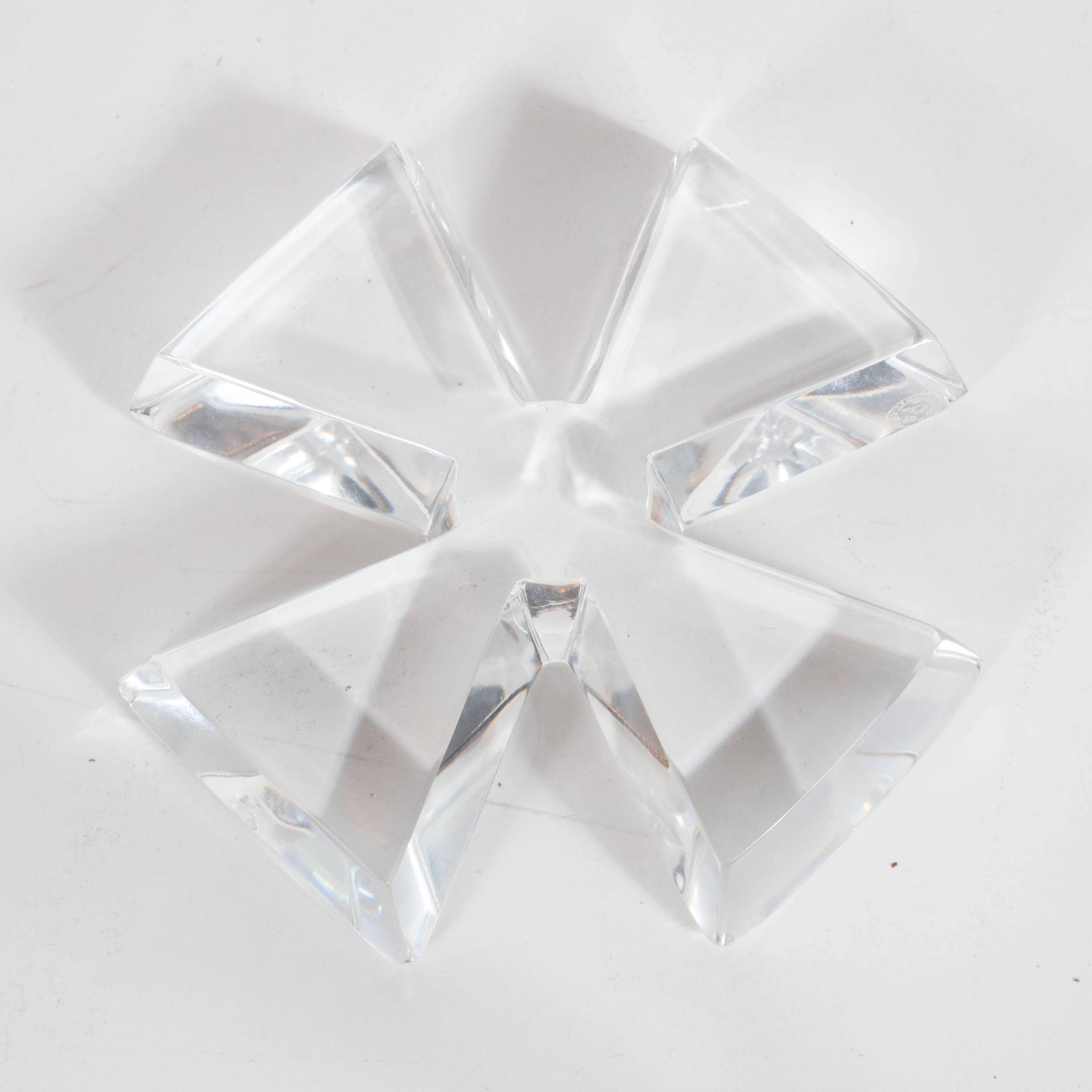 Mid-Century Modernist Baccarat Cross Shaped Paperweight # 2 In Excellent Condition In New York, NY