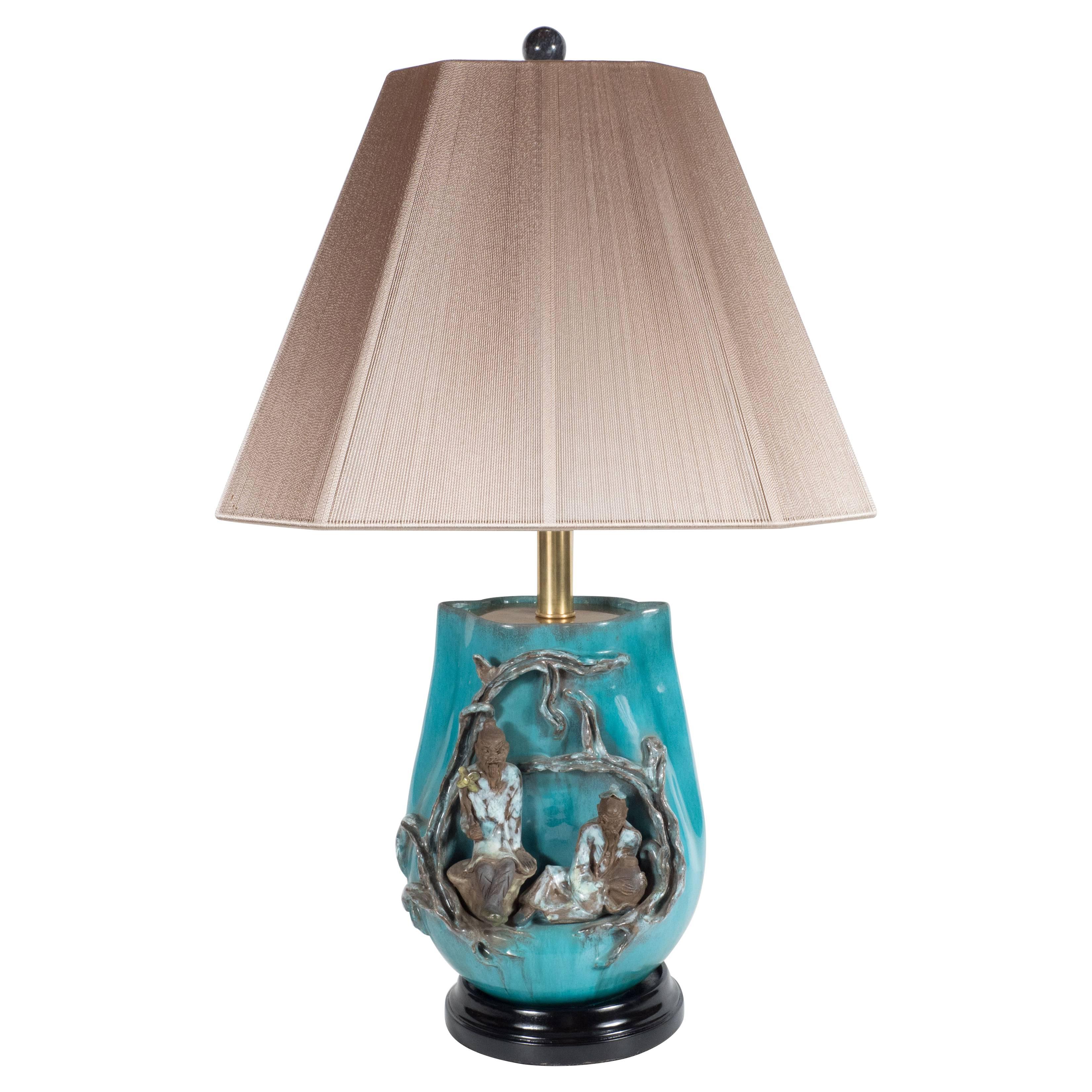 Mid-Century Modern Table Lamp by Marcello Fantoni in Glazed Stoneware