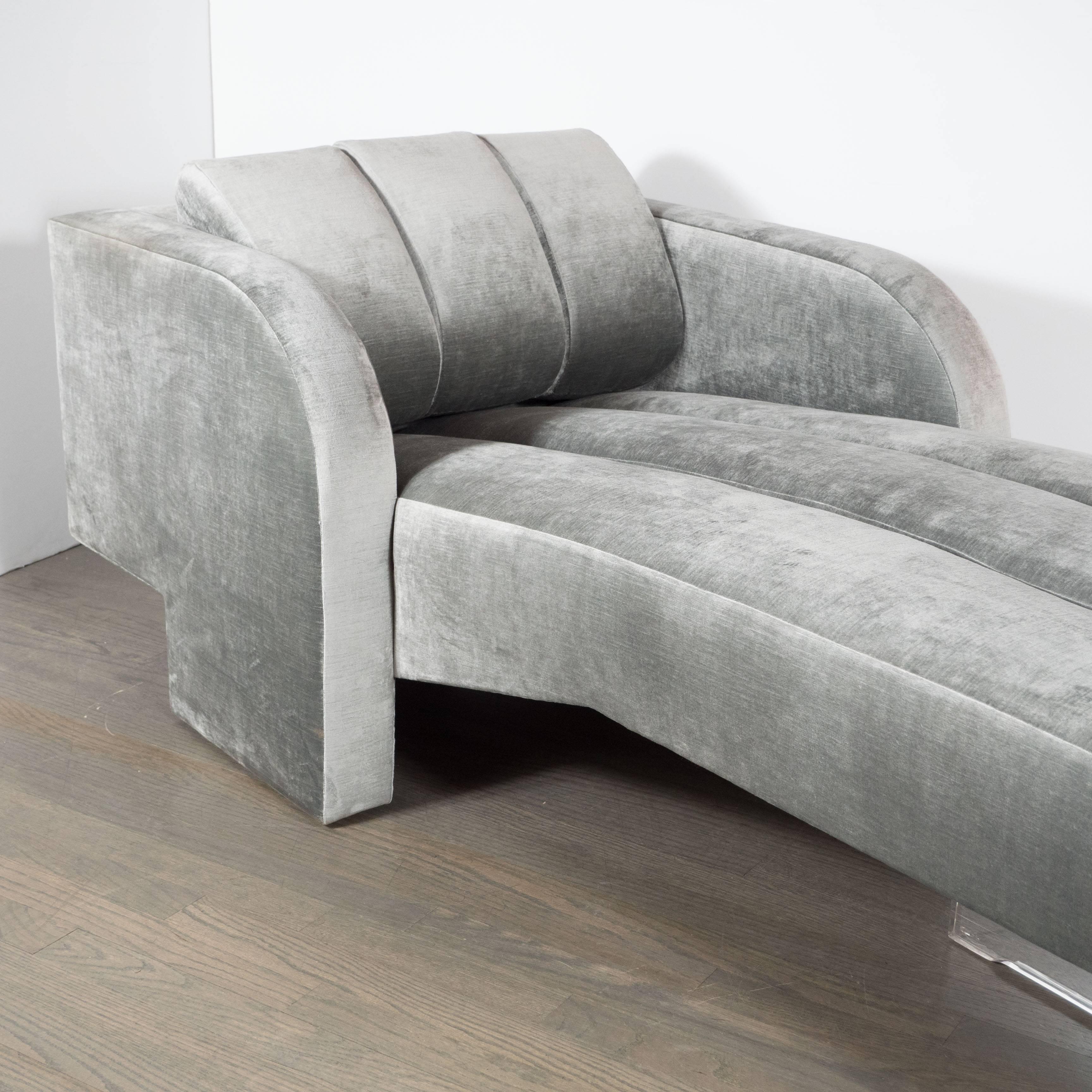Late 20th Century Luxe Mid-Century Velvet Chaise Longue from the Omnibus Series by Vladimir Kagan