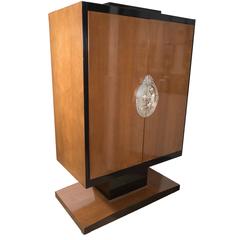 Art Deco Style Armoire in the Style of Ruhlmann in Walnut, Lacquer and Giltwood 2