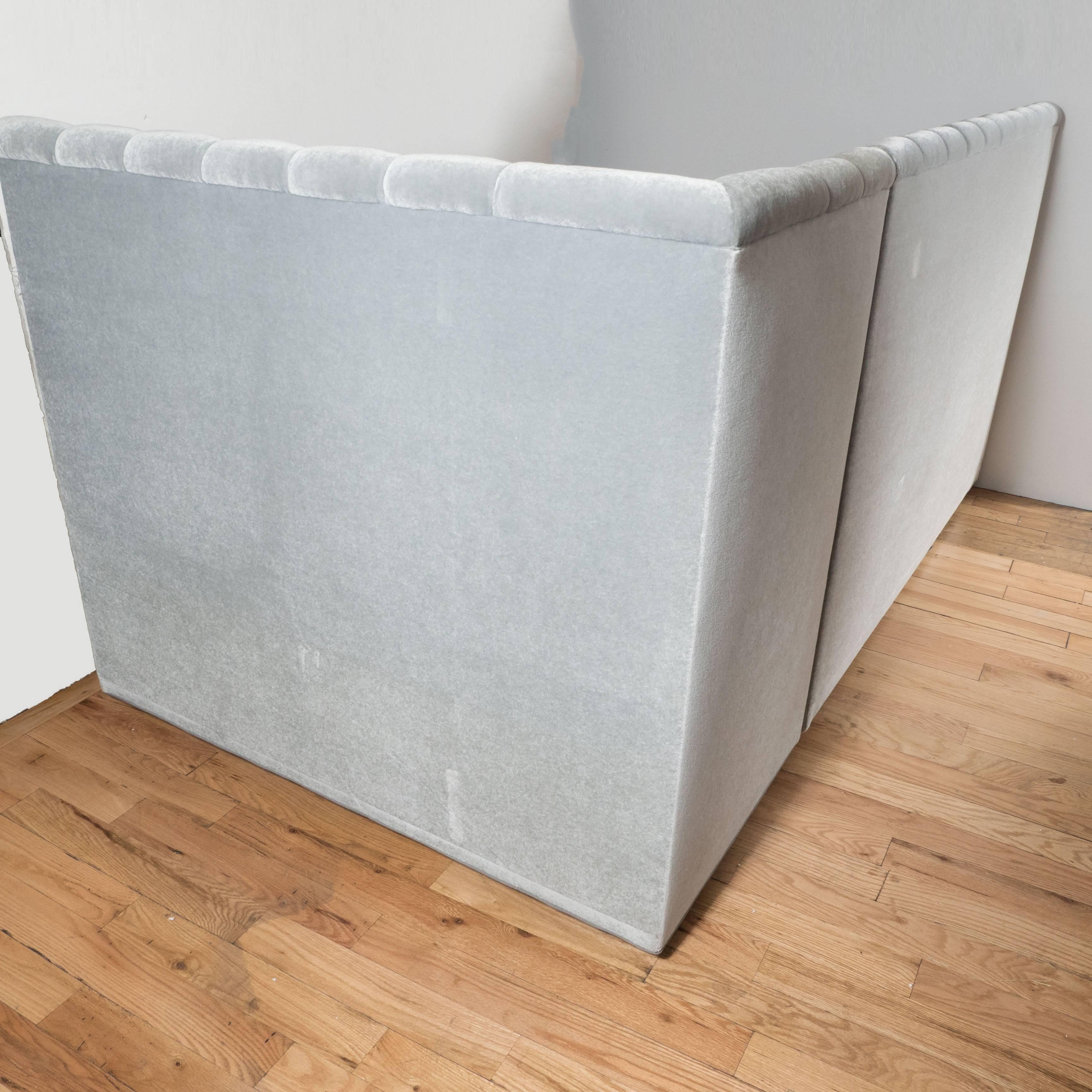 American Ultra Chic Two-Part High-Back Banquette in Pearl Grey Mohair