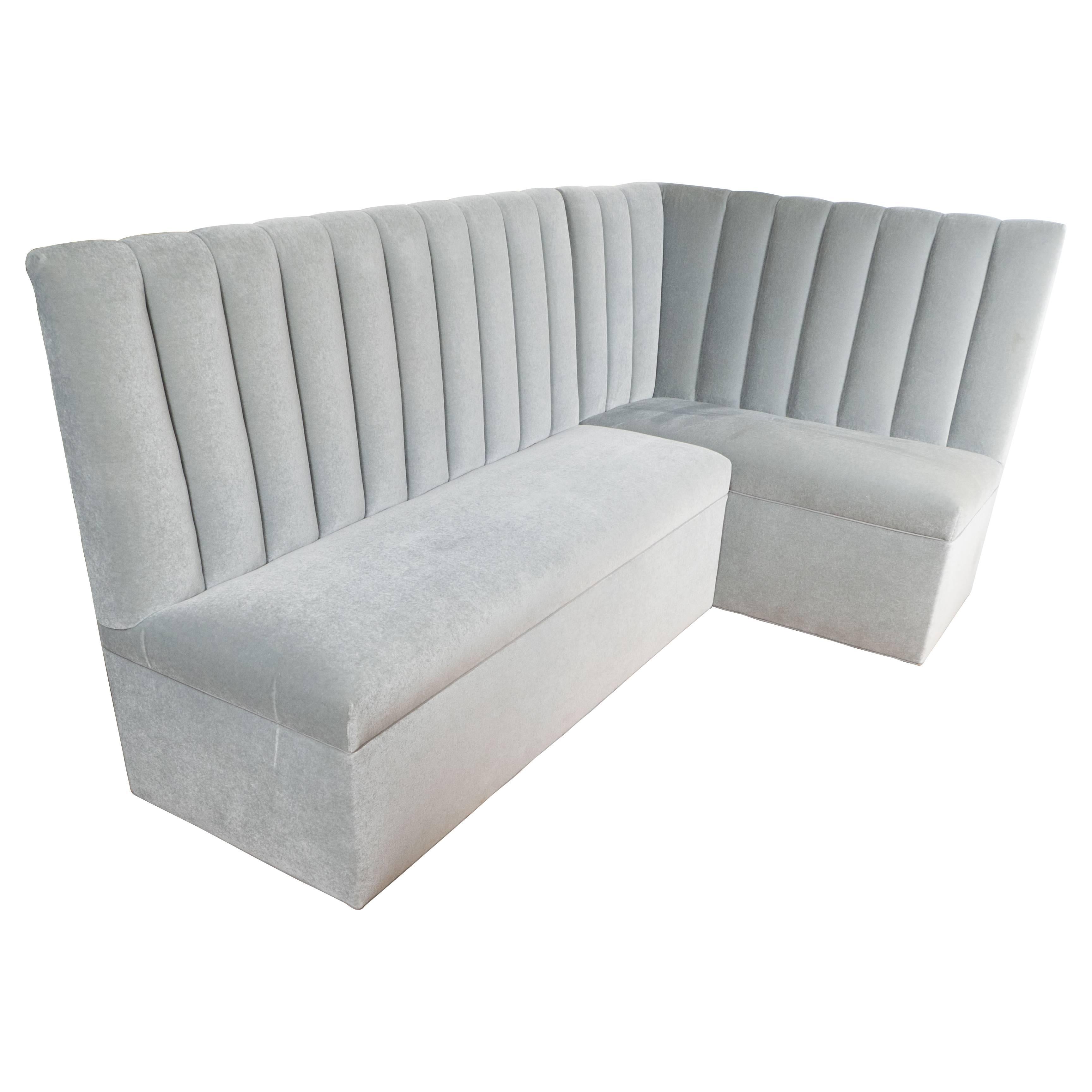 Ultra Chic Two-Part High-Back Banquette in Pearl Grey Mohair