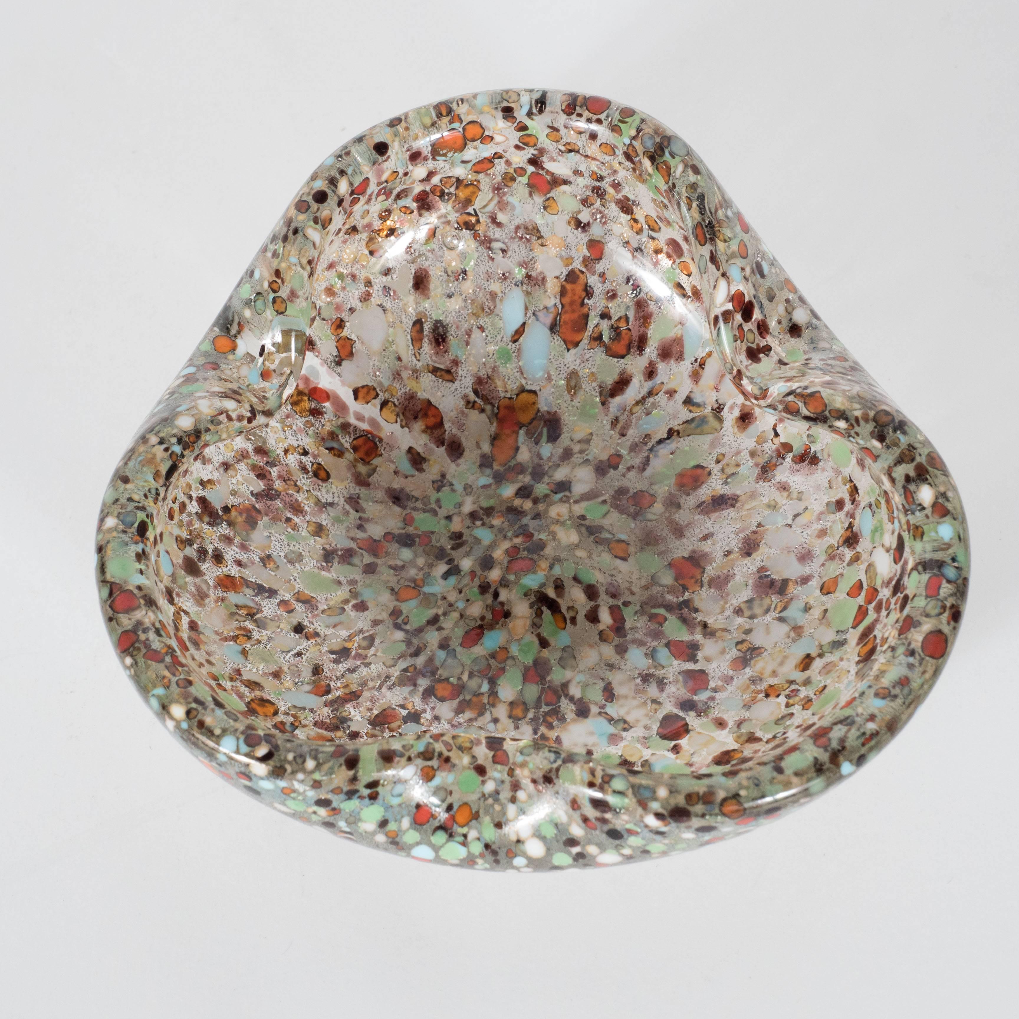 Mid-20th Century Mid-Century Modernist Handblown Murano Glass Speckled Bowl or Ashtrayi