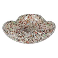 Mid-Century Modernist Handblown Murano Glass Speckled Bowl or Ashtrayi