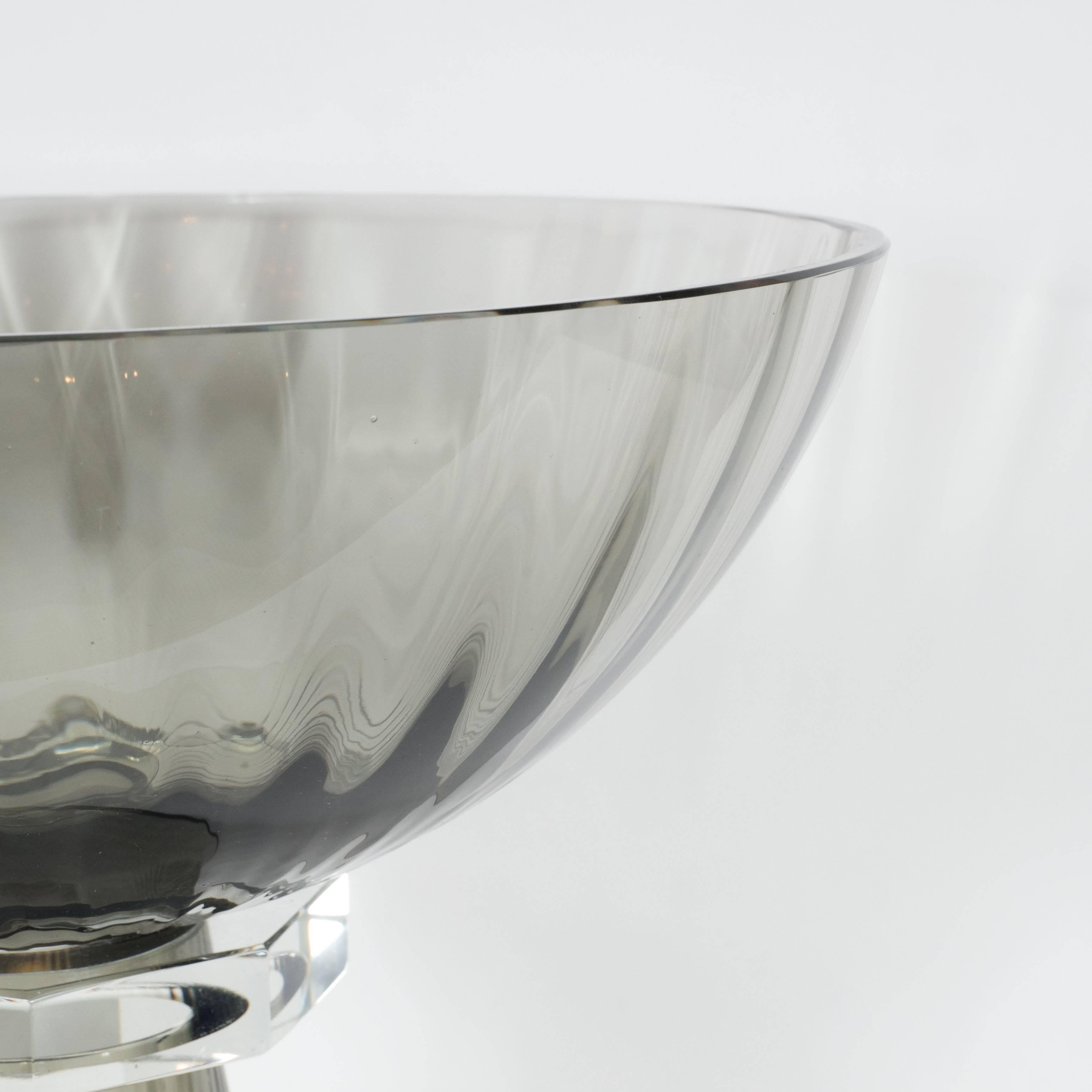 Murano Glass Modernist Bowl or Vase in Handblown Smoked Glass 2