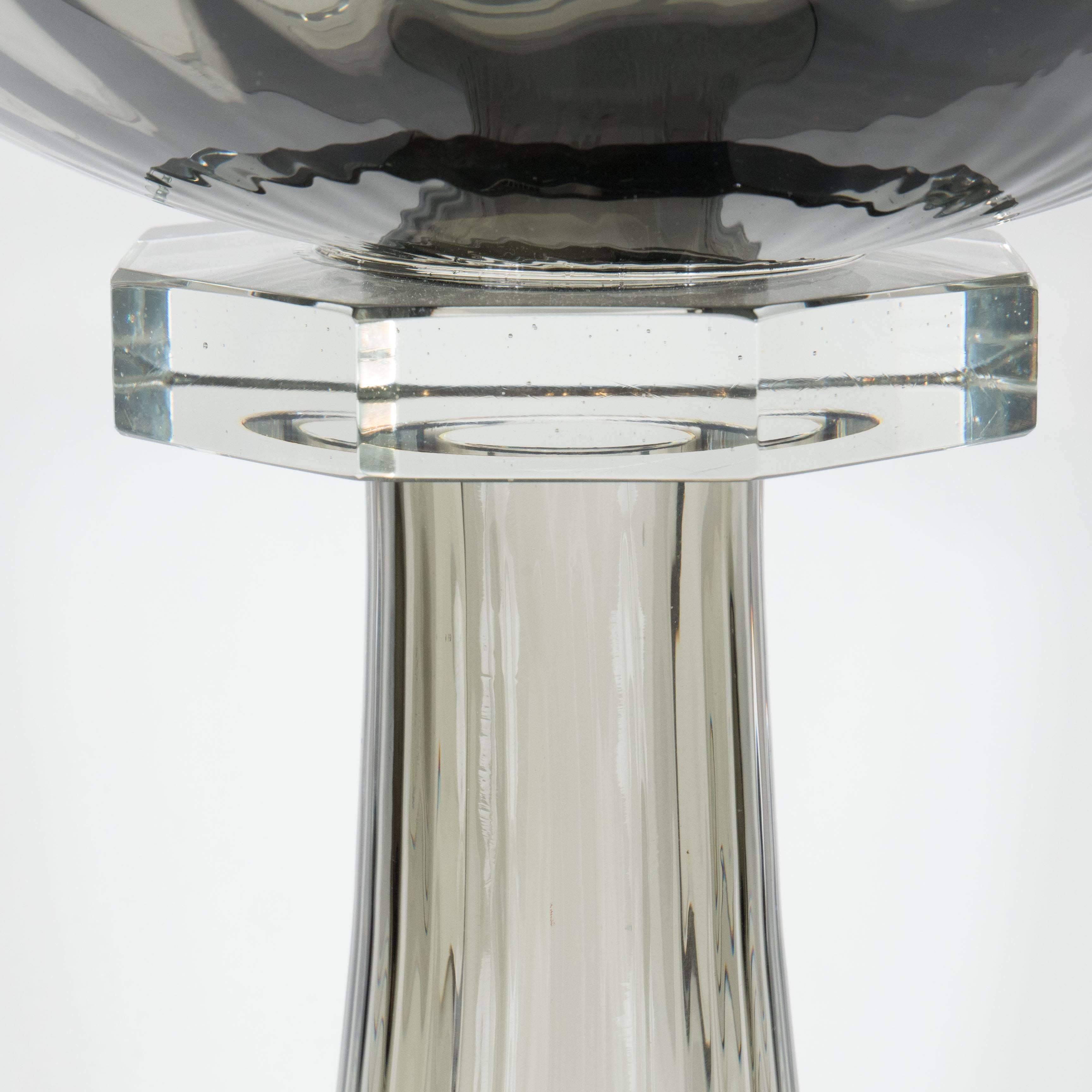 Murano Glass Modernist Bowl or Vase in Handblown Smoked Glass 3