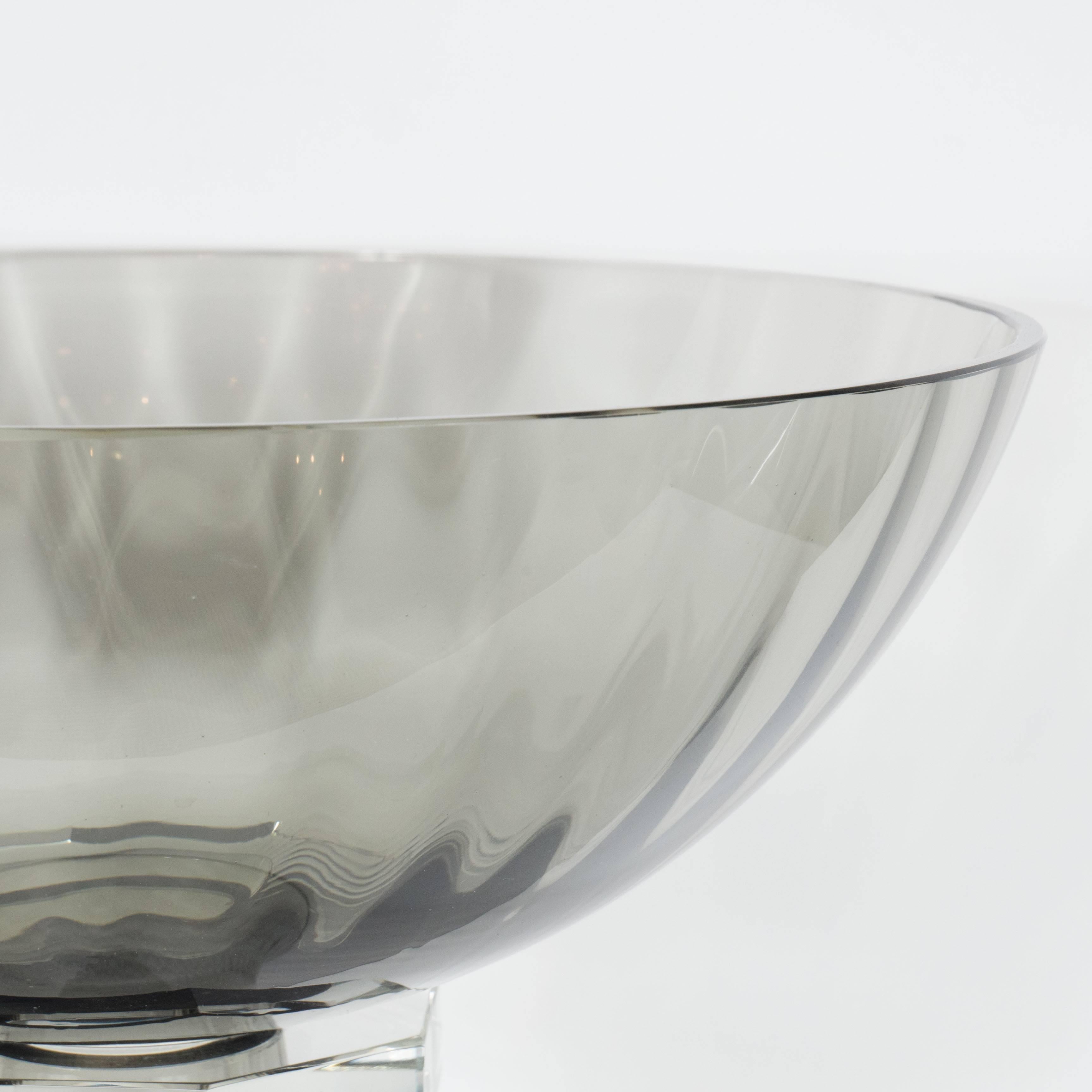 Murano Glass Modernist Bowl or Vase in Handblown Smoked Glass 2
