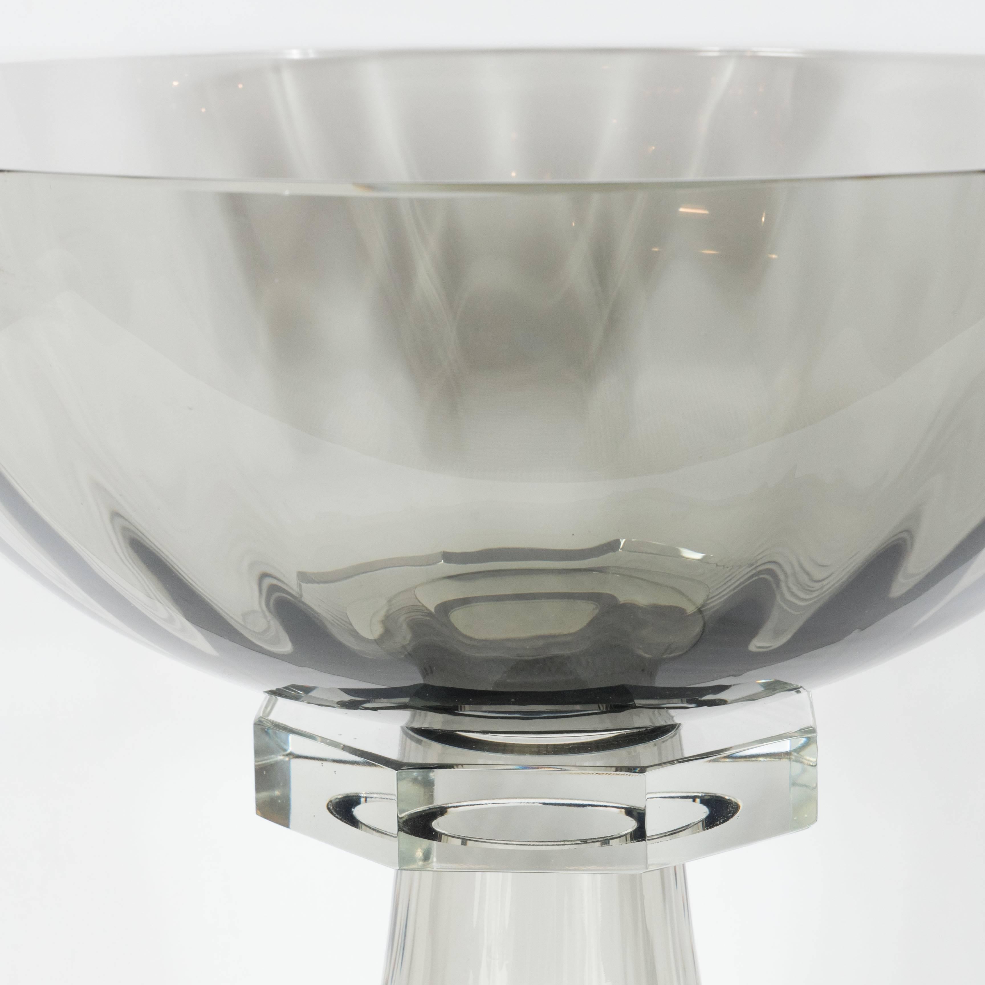 Murano Glass Modernist Bowl or Vase in Handblown Smoked Glass 3