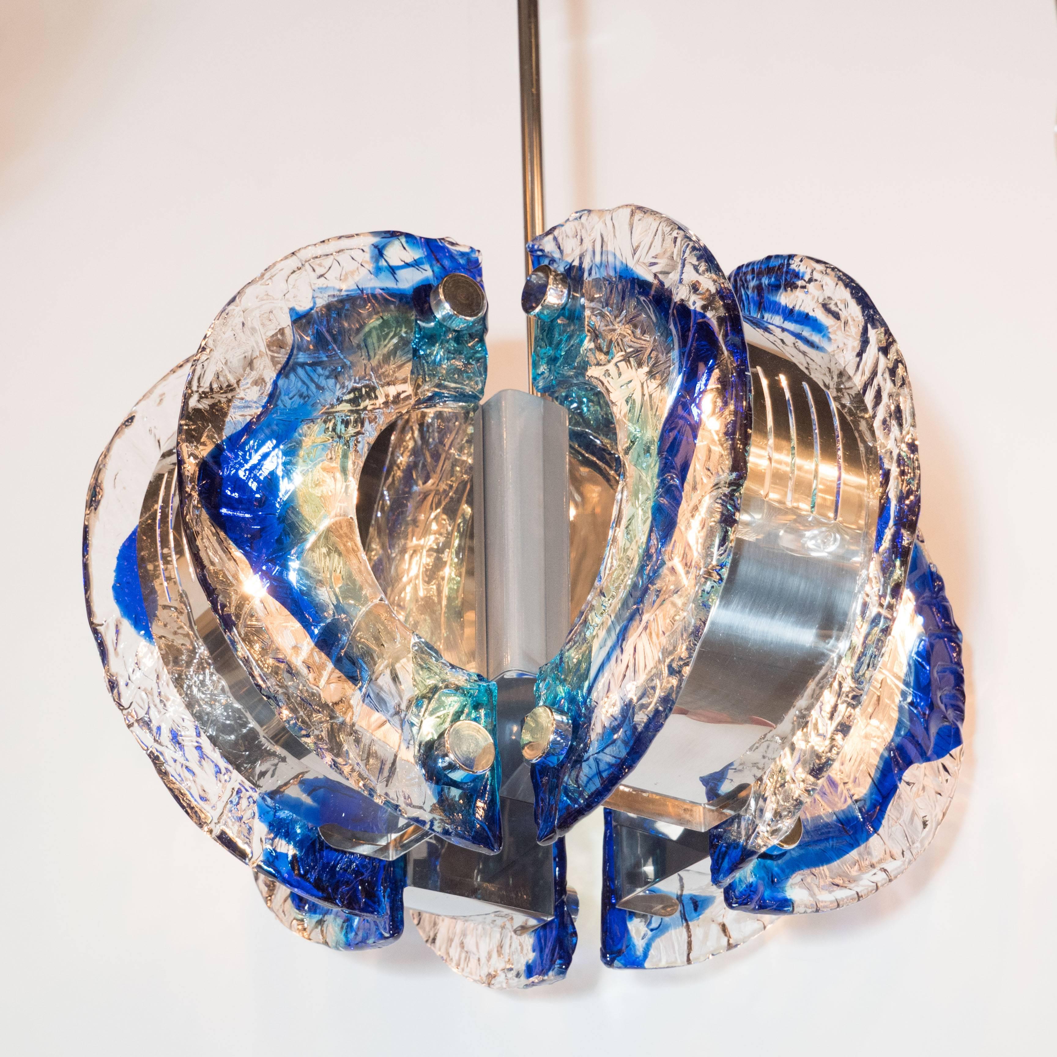 Mid-Century Modernist Murano Glass Chandelier by Angelo Brotto for Esperia  In Excellent Condition In New York, NY
