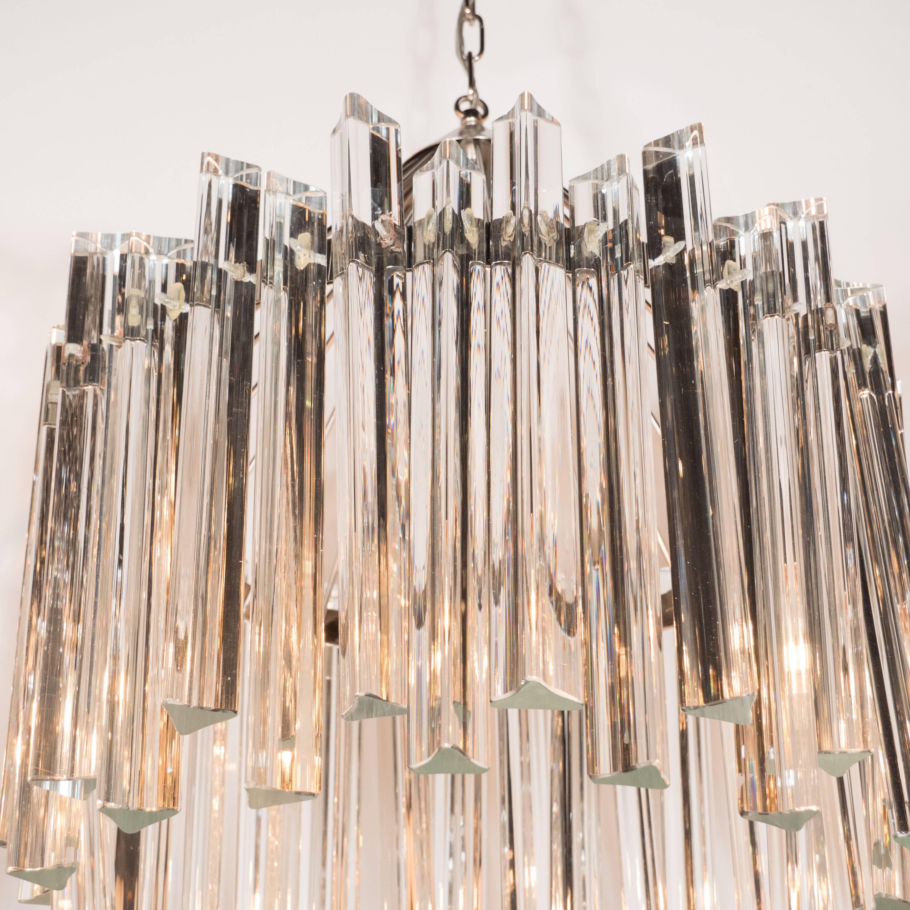 Late 20th Century Sophisticated Mid-Century Single-Tier Stepped Triedre Chandelier by Camer