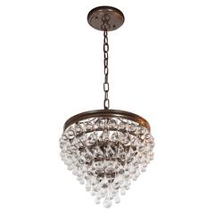 Hollywood Regency Crystal Teardrop and Ball Chandelier with Bronze Fittings 10