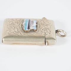 Porte-allumettes ancien en argent et émail Lusitania