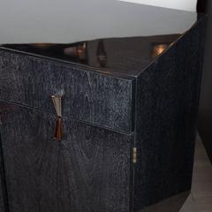 Sculptural Mid-Century Modernist Silver Cerused Oak Sideboard with Nickled Pulls