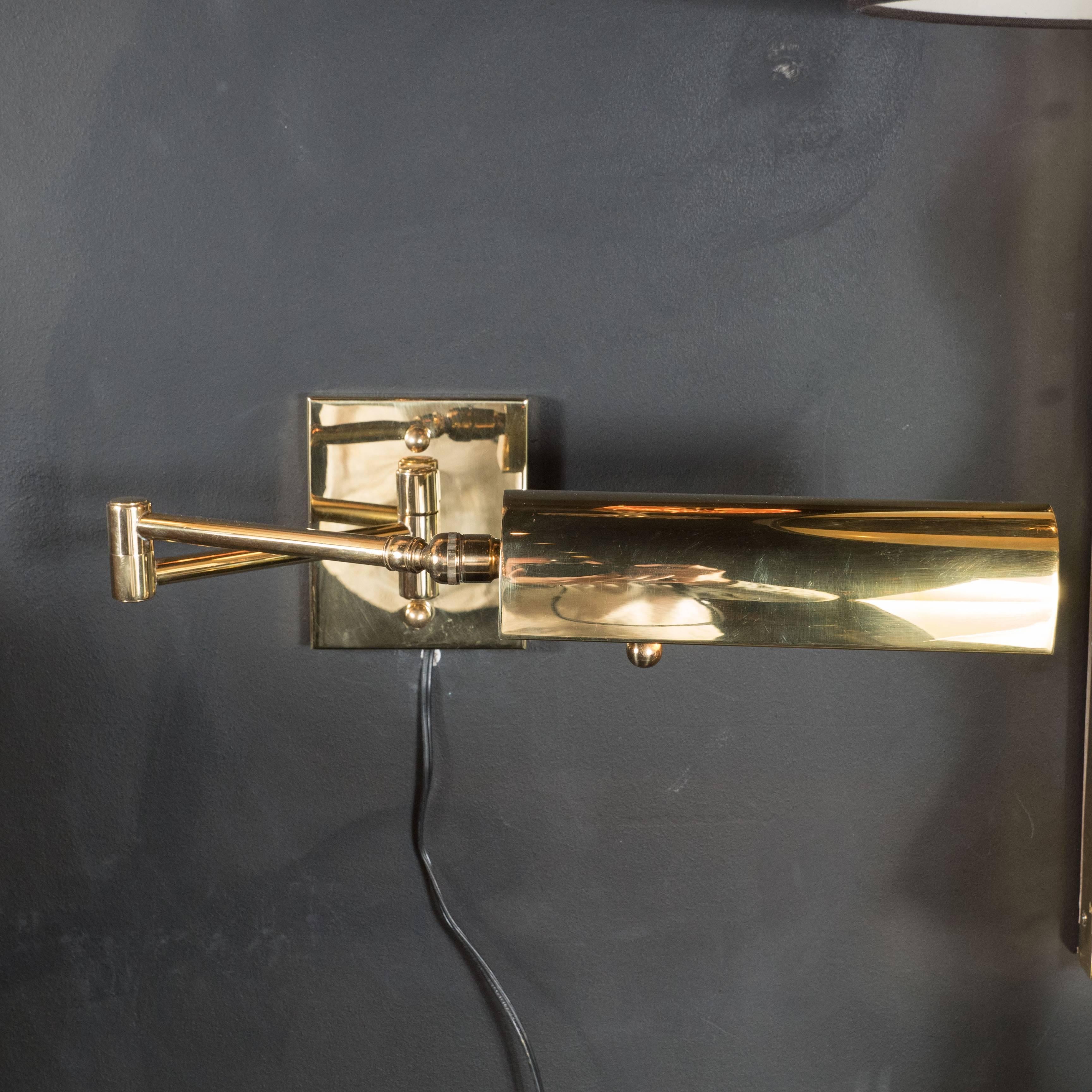 Mid-20th Century Mid-Century Modernist Swing Arm Brass Sconces by Boyd Lighting