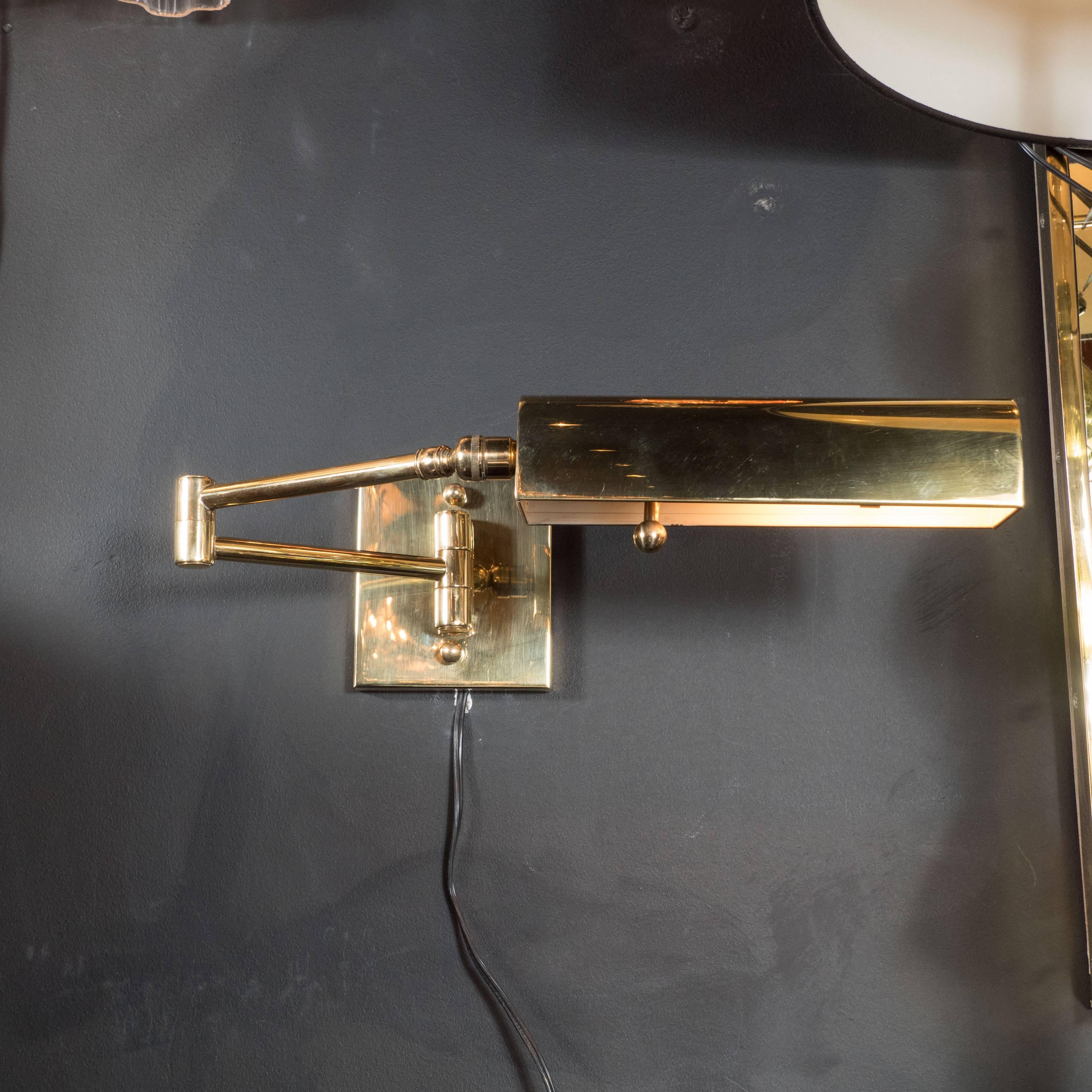 Mid-Century Modernist Swing Arm Brass Sconces by Boyd Lighting In Excellent Condition In New York, NY