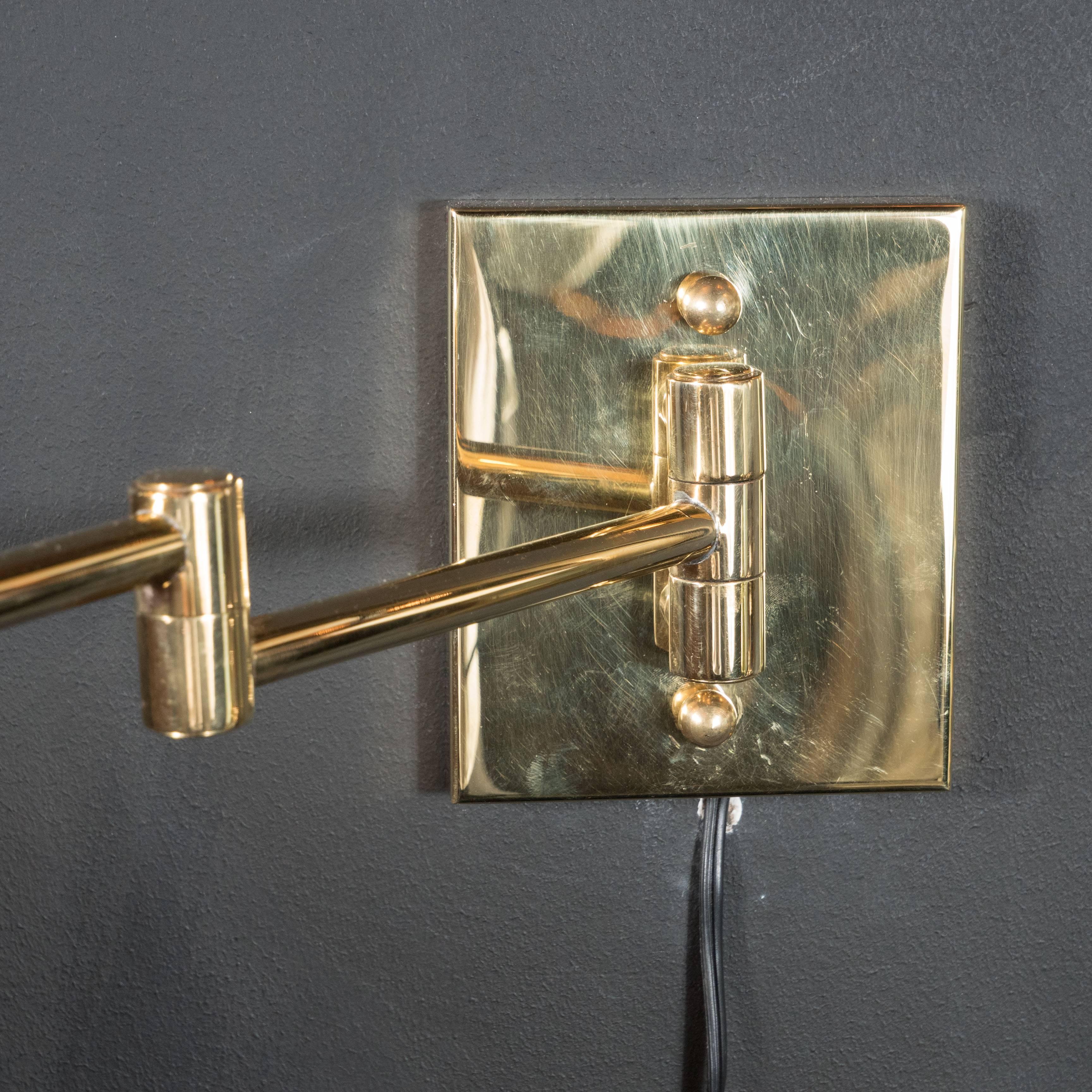 Mid-Century Modernist Swing Arm Brass Sconces by Boyd Lighting 1