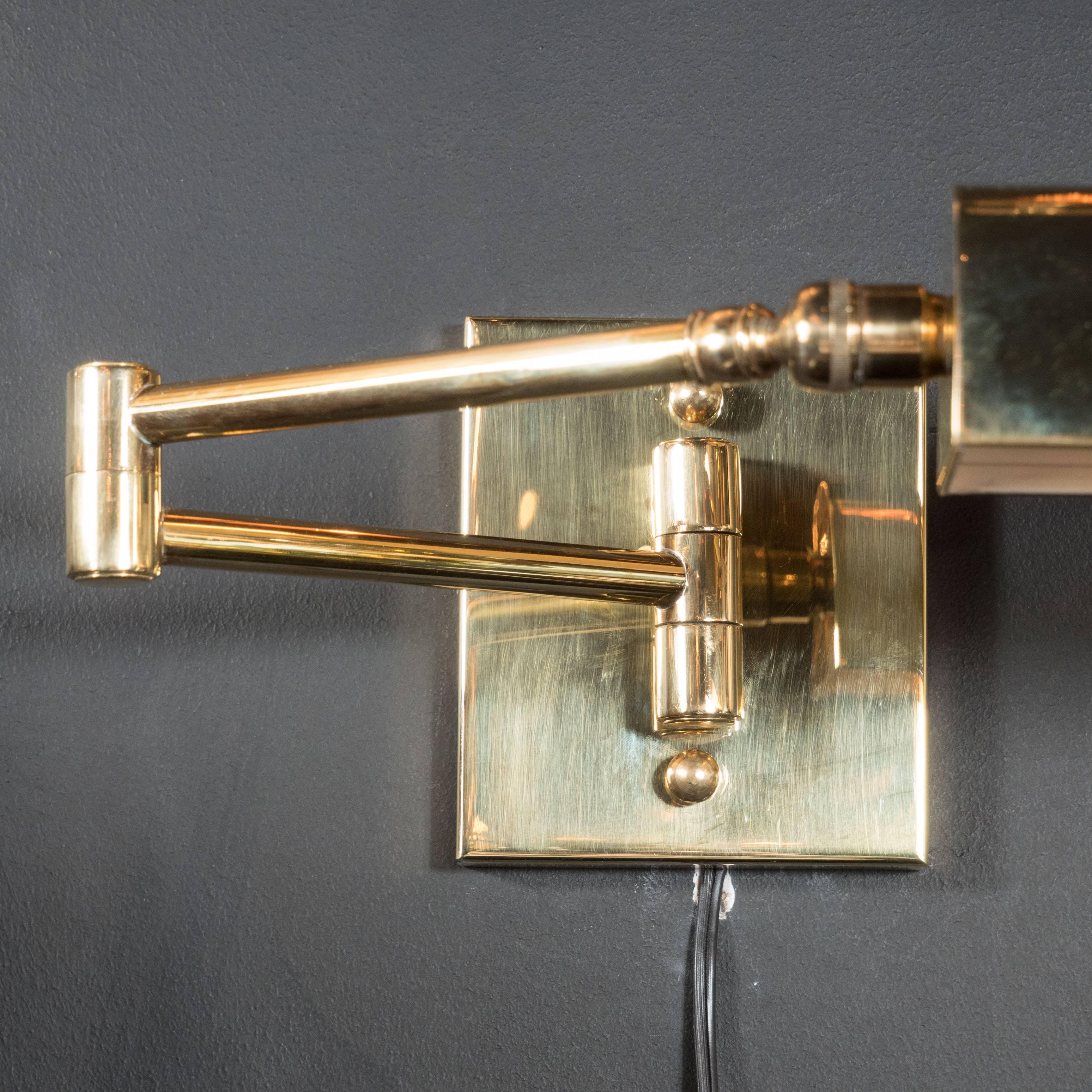 Mid-Century Modernist Swing Arm Brass Sconces by Boyd Lighting 2