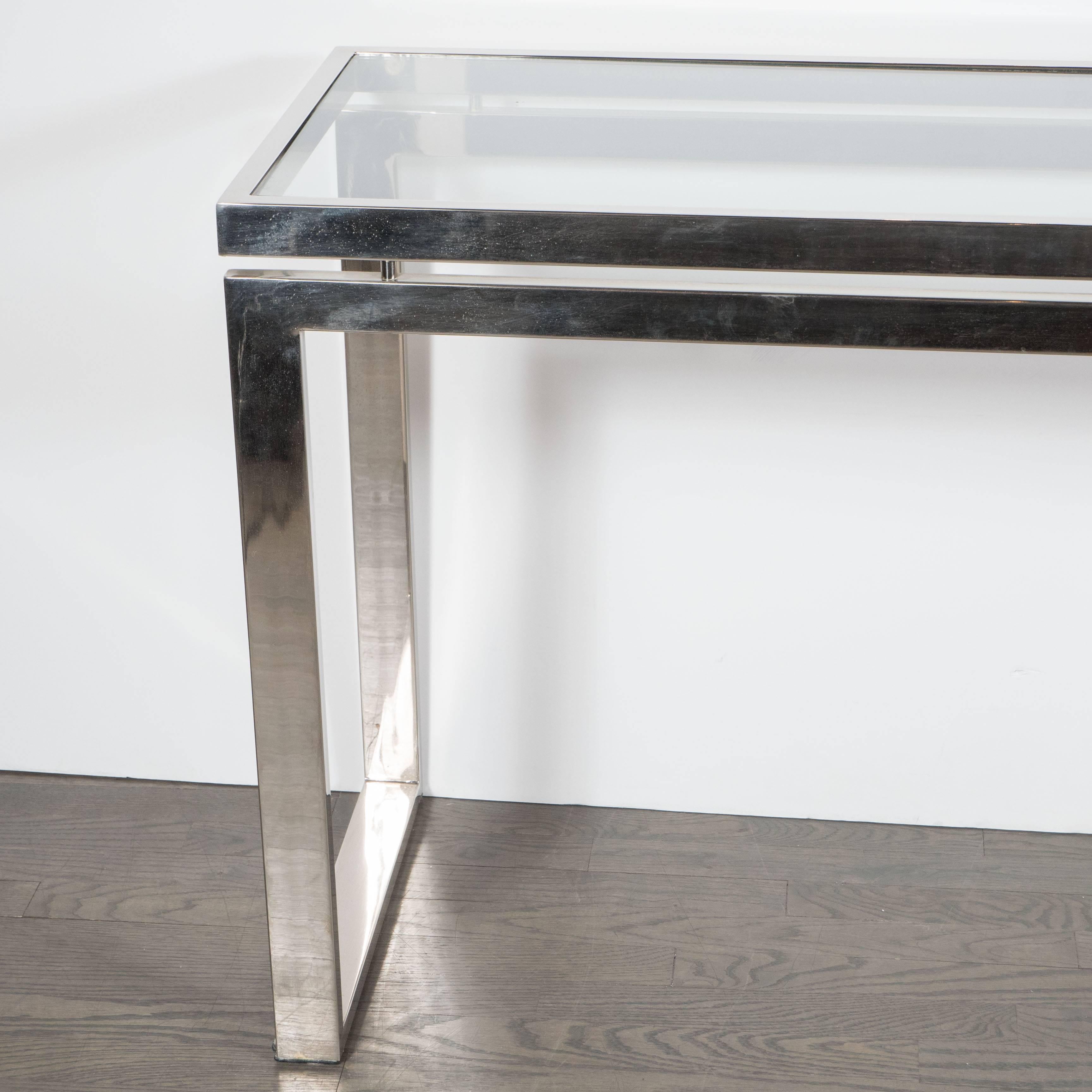 Late 20th Century Mid-Century Modernist Chrome and Glass Console or Sofa Table by Milo Baughman