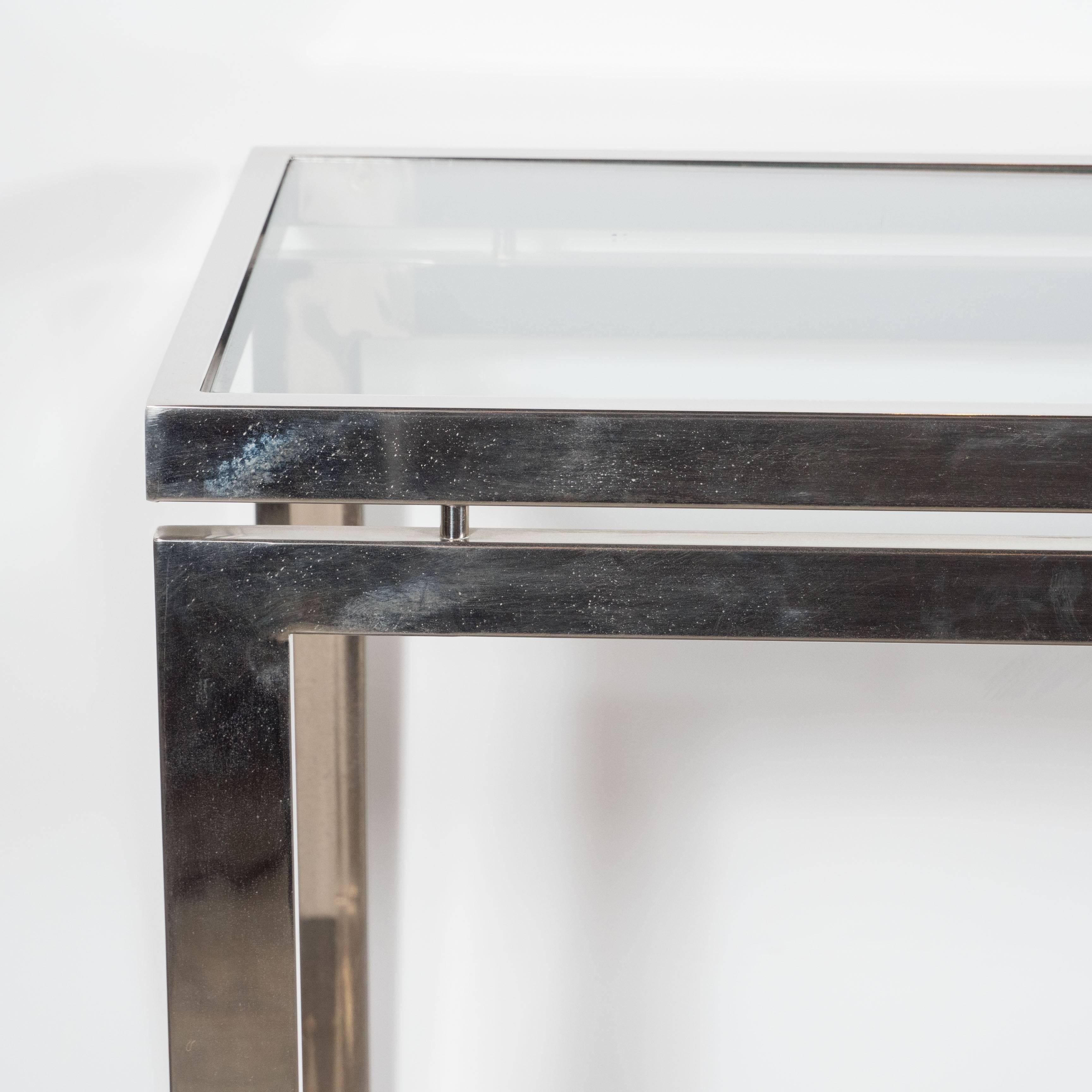 Mid-Century Modernist Chrome and Glass Console or Sofa Table by Milo Baughman In Excellent Condition In New York, NY
