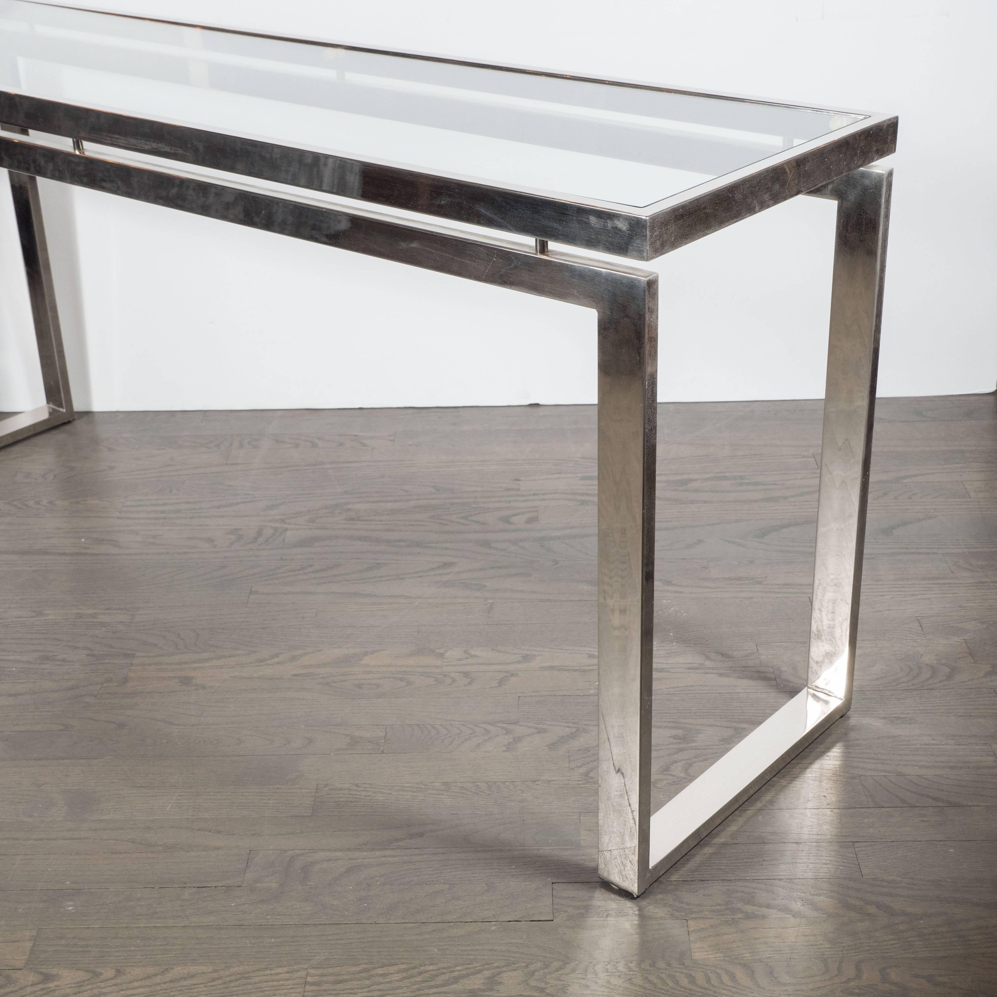 American Mid-Century Modernist Chrome and Glass Console or Sofa Table by Milo Baughman