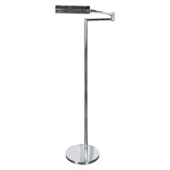 Sleek Mid-Century Modernist Chrome Swing-Arm Floor Lamp 7