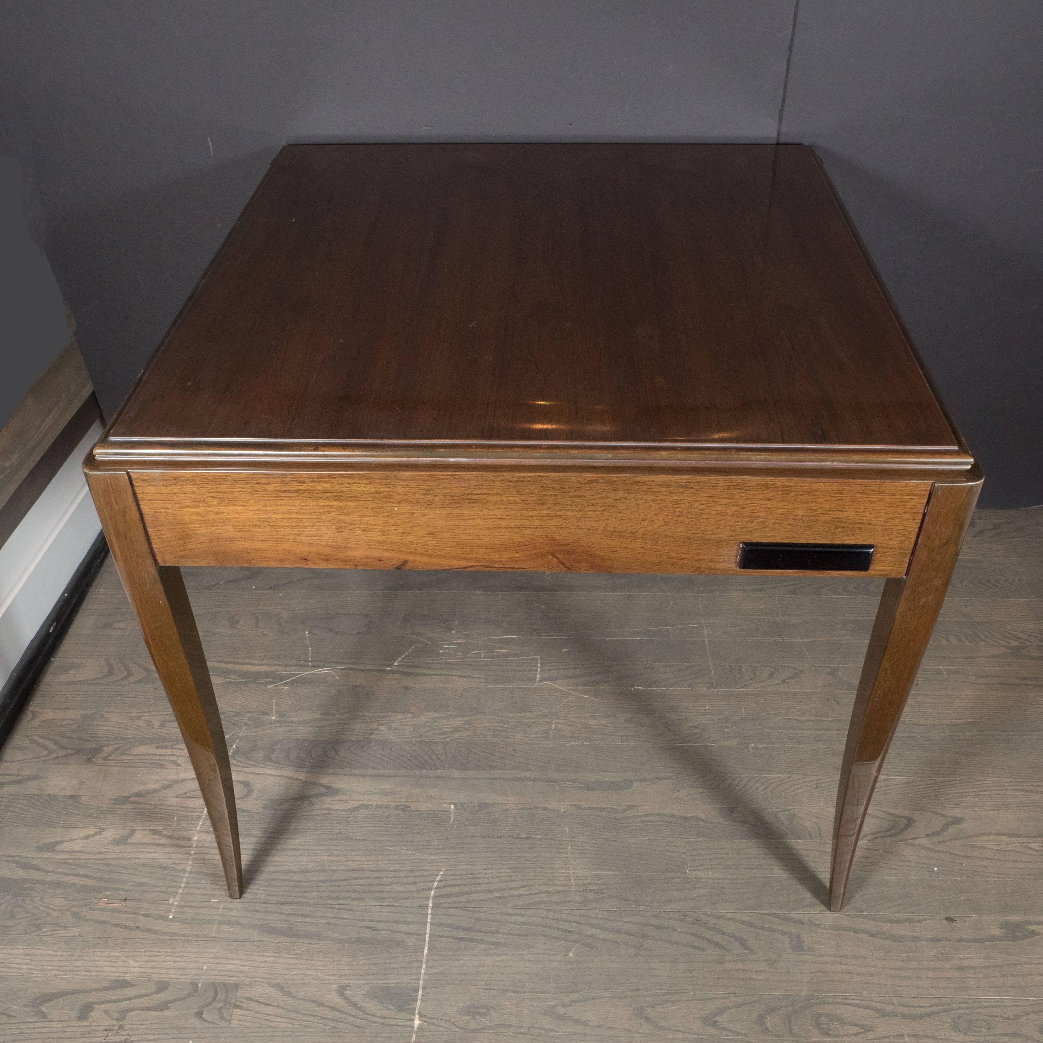 Fine French Art Deco Directoire Style Game Table in Book-Matched Walnut 4
