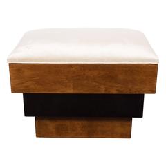 Stunning Art Deco Skyscraper Style Three-Tiered Walnut and Black Lacquer Bench