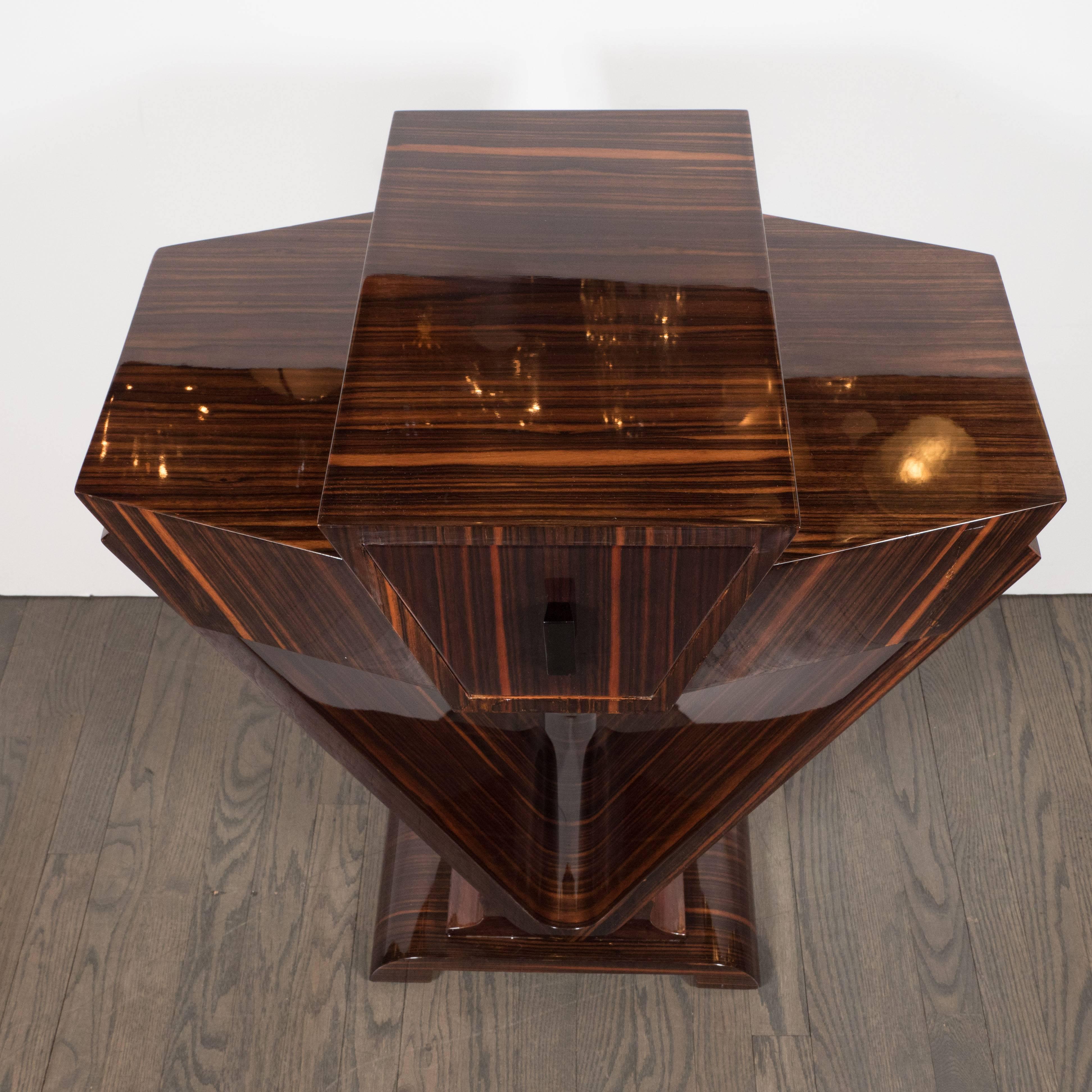 Mid-20th Century  Art Deco Skyscraper Style Console Table in Book-Matched Macassar