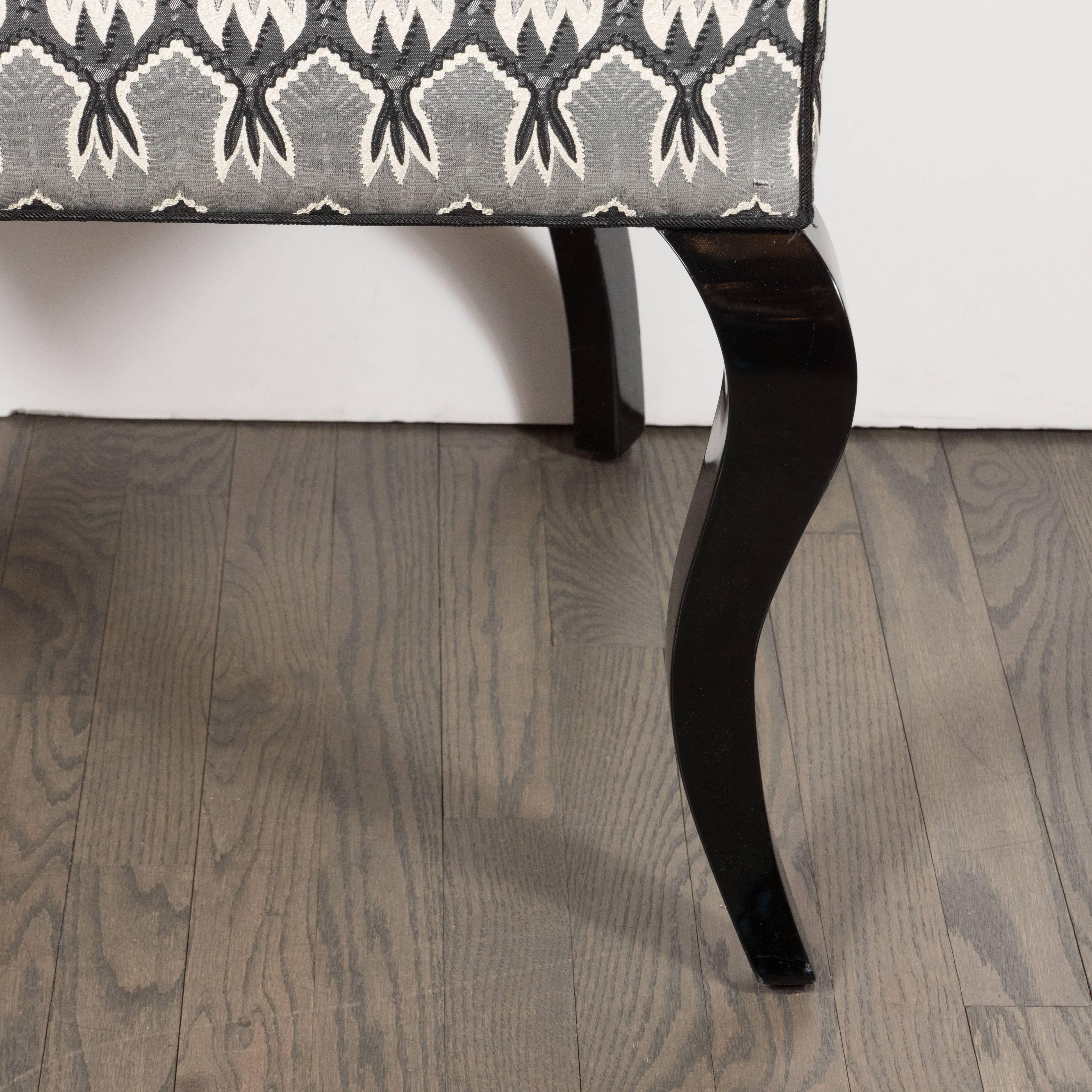 Ebonized  Mid-Century Modernist High Back or Desk Chair w/ New Missoni Fabric For Sale