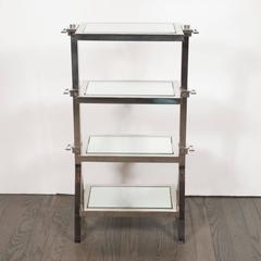 Gorgeous Art Deco Nickel and Mirror Four Tier Side / Drinks Table