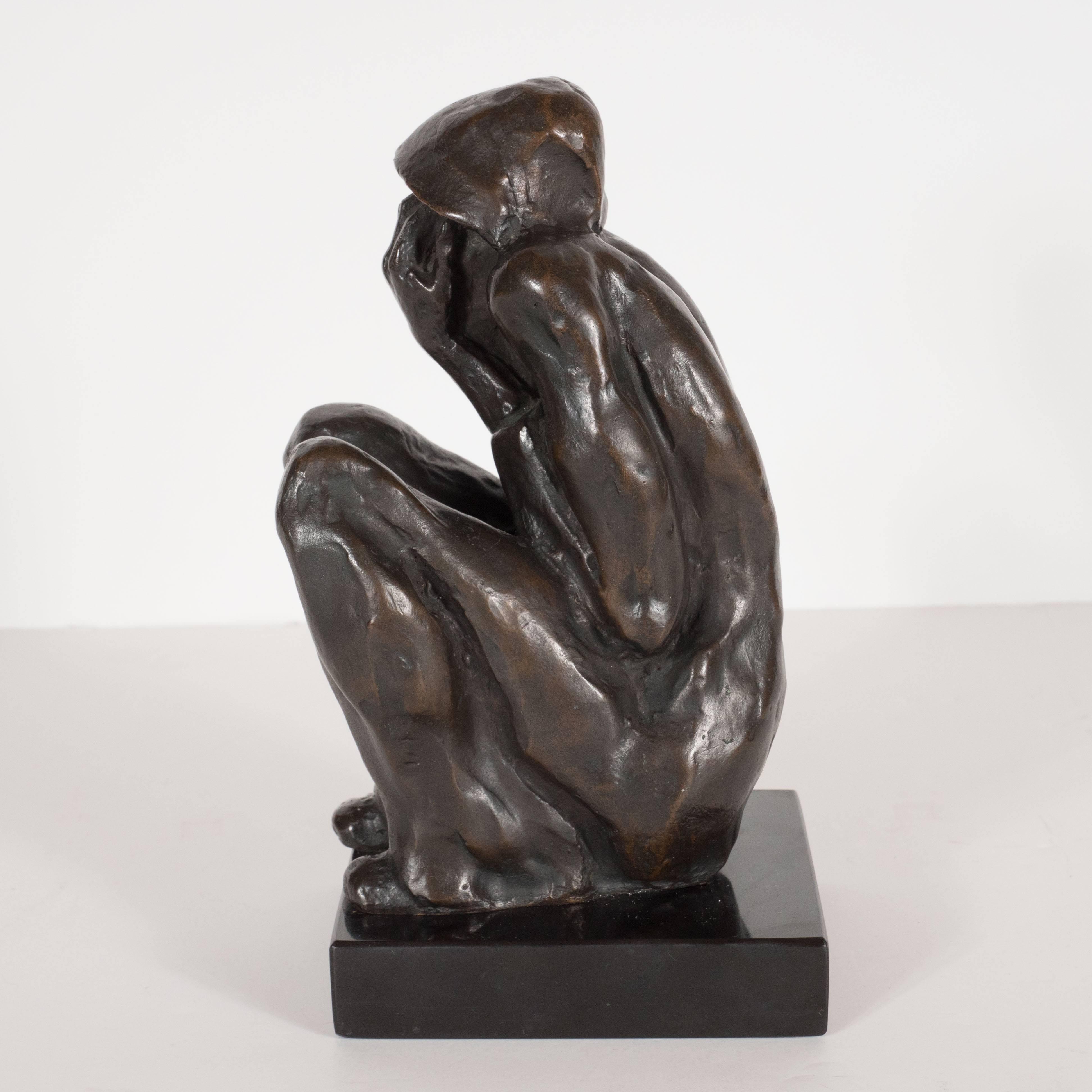 Mid-Century Modern Bronze on Marble Base 