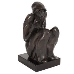 Bronze on Marble Base "Grief" by Doris Porter Caeser