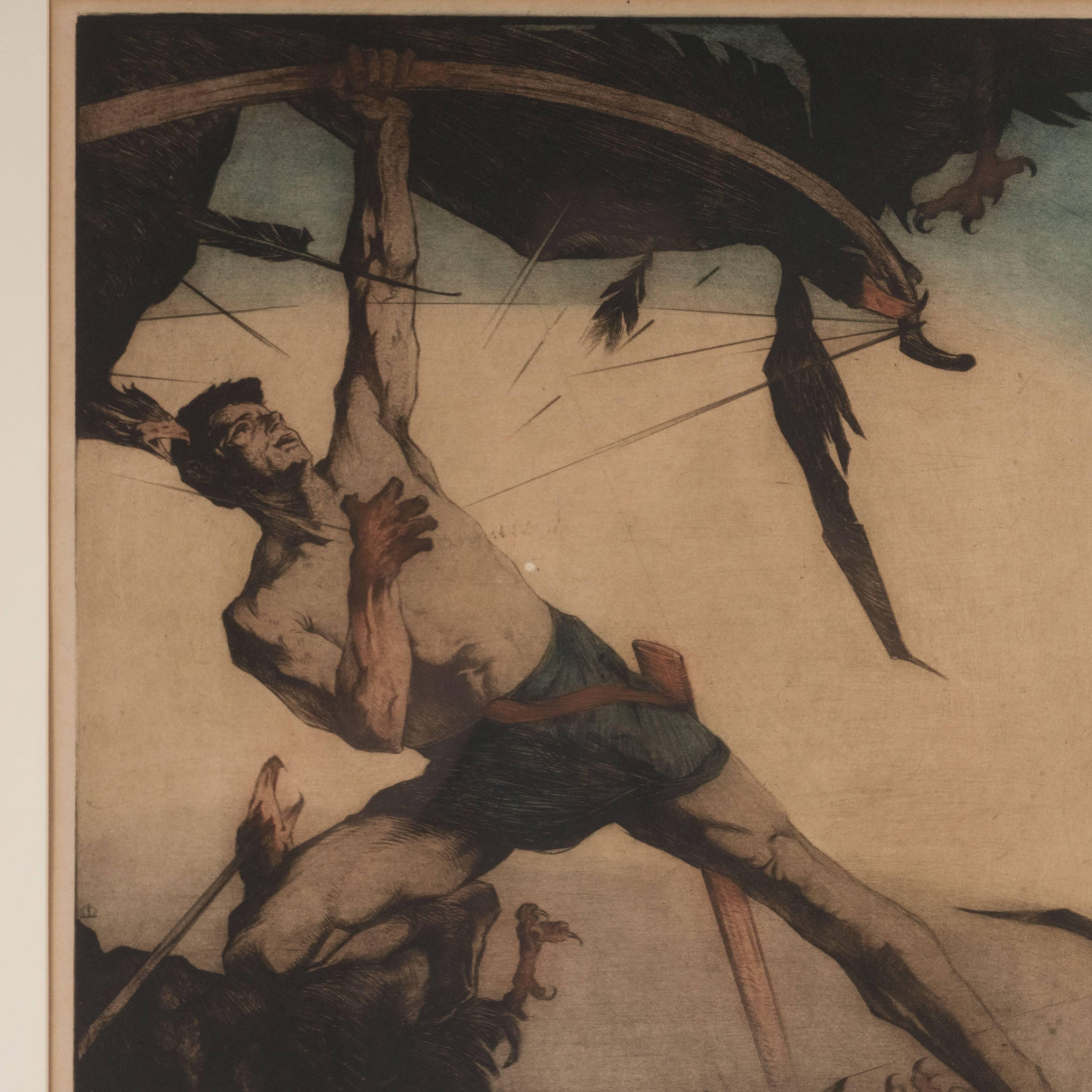 Art Deco Allegorical Etching Entitled 