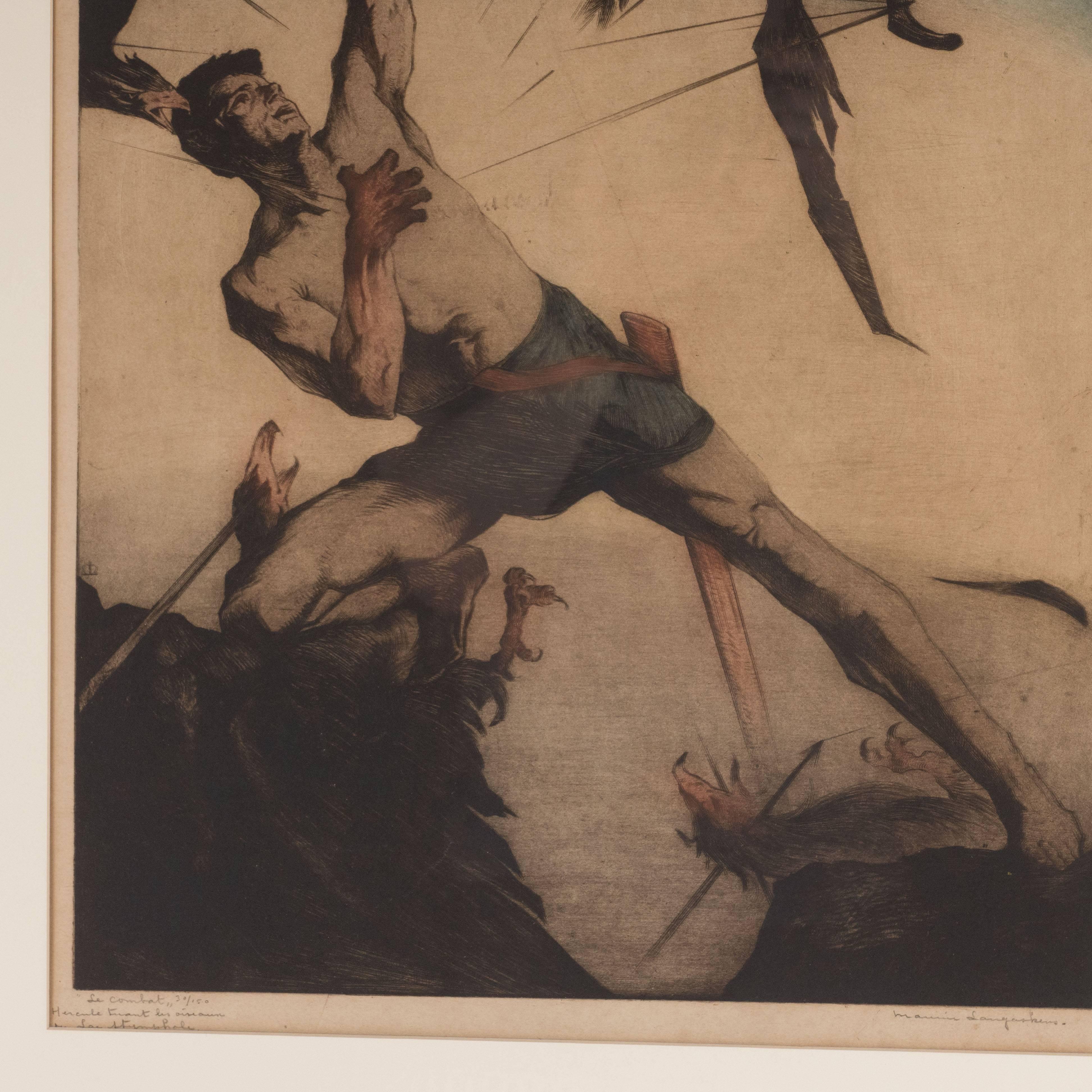 Art Deco Allegorical Etching Entitled 