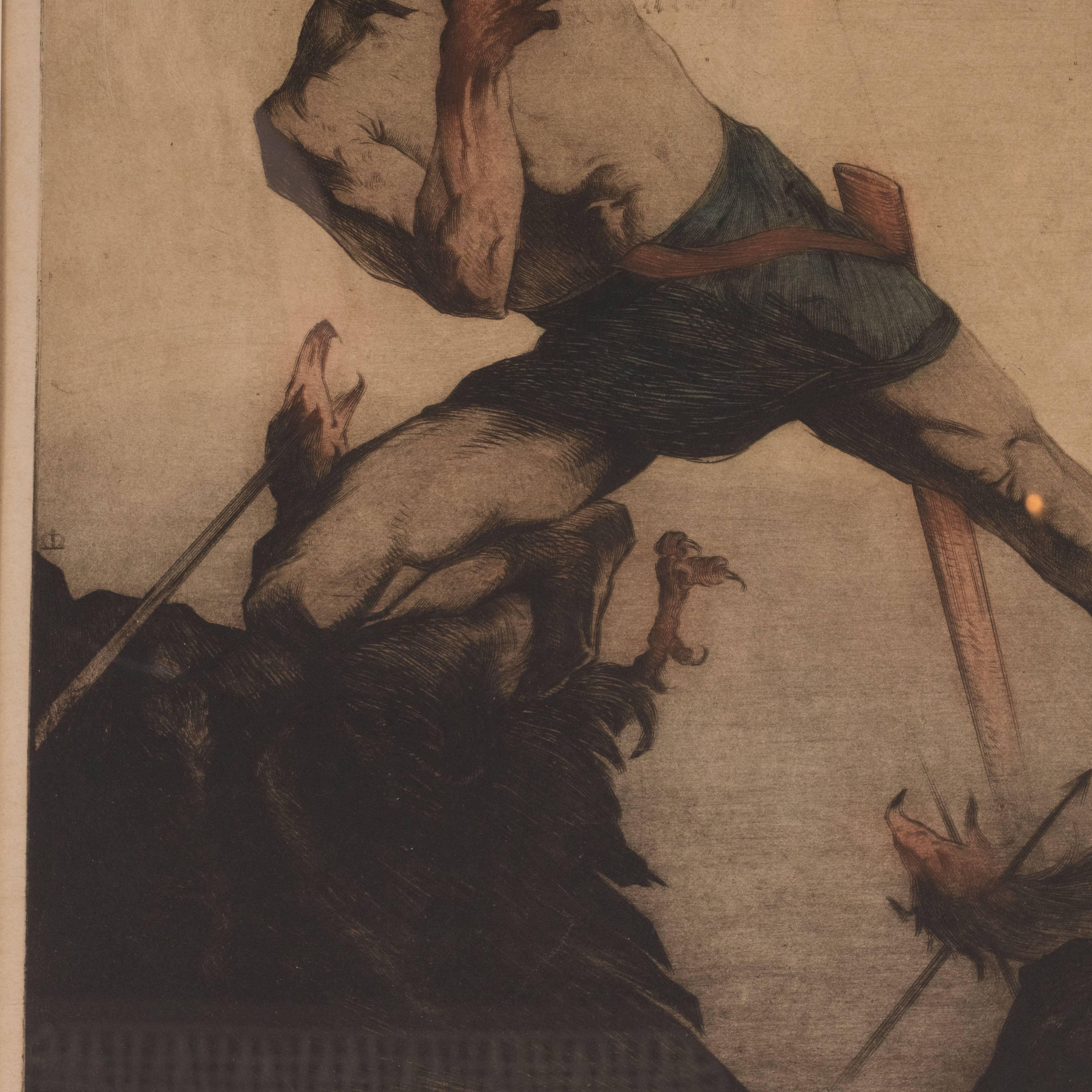 Art Deco Allegorical Etching Entitled 