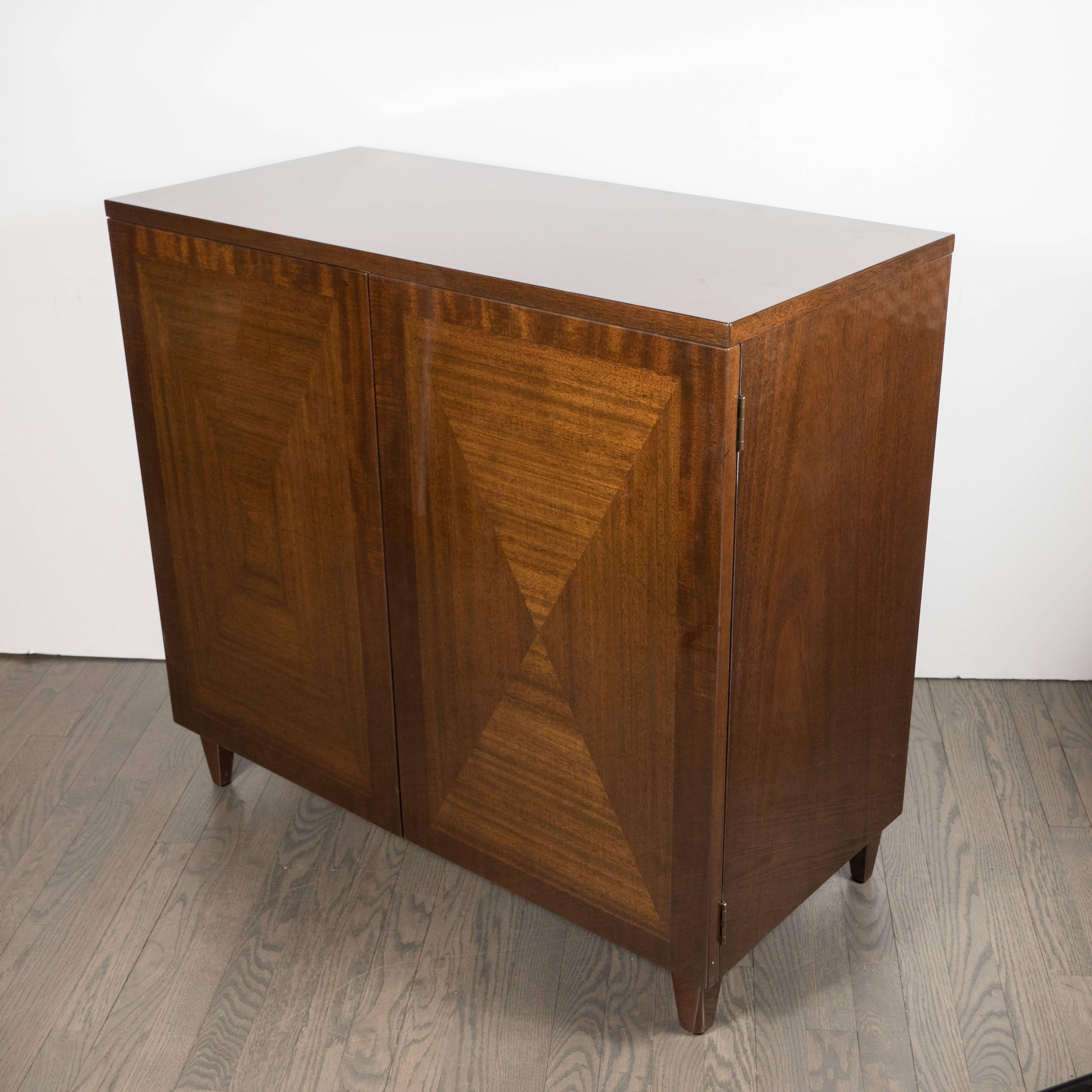 Pair of Parqueted Book-Matched Walnut Cabinets by John Stuart Inc, circa 1960s In Excellent Condition In New York, NY