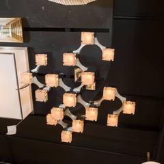 Mid-Century Cube Chandelier in Chrome and Brushed Aluminium by Gaetano Sciolari