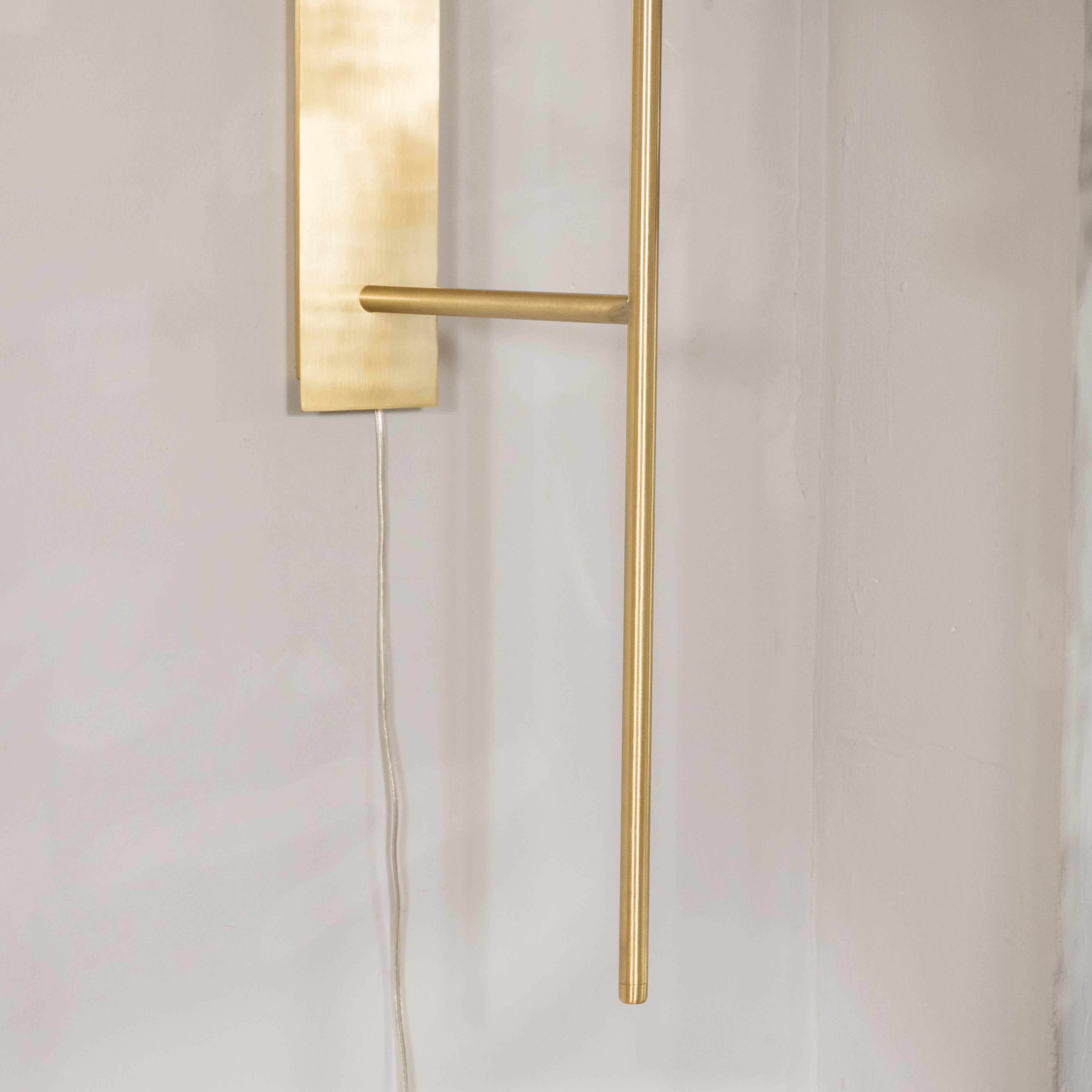 Pair of Reverse-Dome Trophy Sconces in Murano Milk Glass and Brass For Sale 2