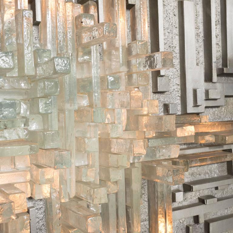 Monumental Poliarte Aluminum and Handblown Murano Glass Wall Sculpture