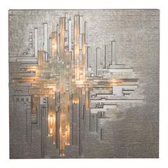 Monumental Poliarte Aluminum and Handblown Murano Glass Wall Sculpture 2