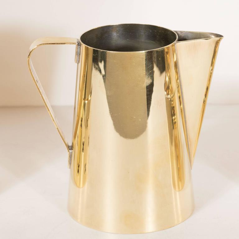 Mid-20th Century Tommi Parzinger for Dorlyn Silversmiths Coffee/Tea Service in Brass and Walnut