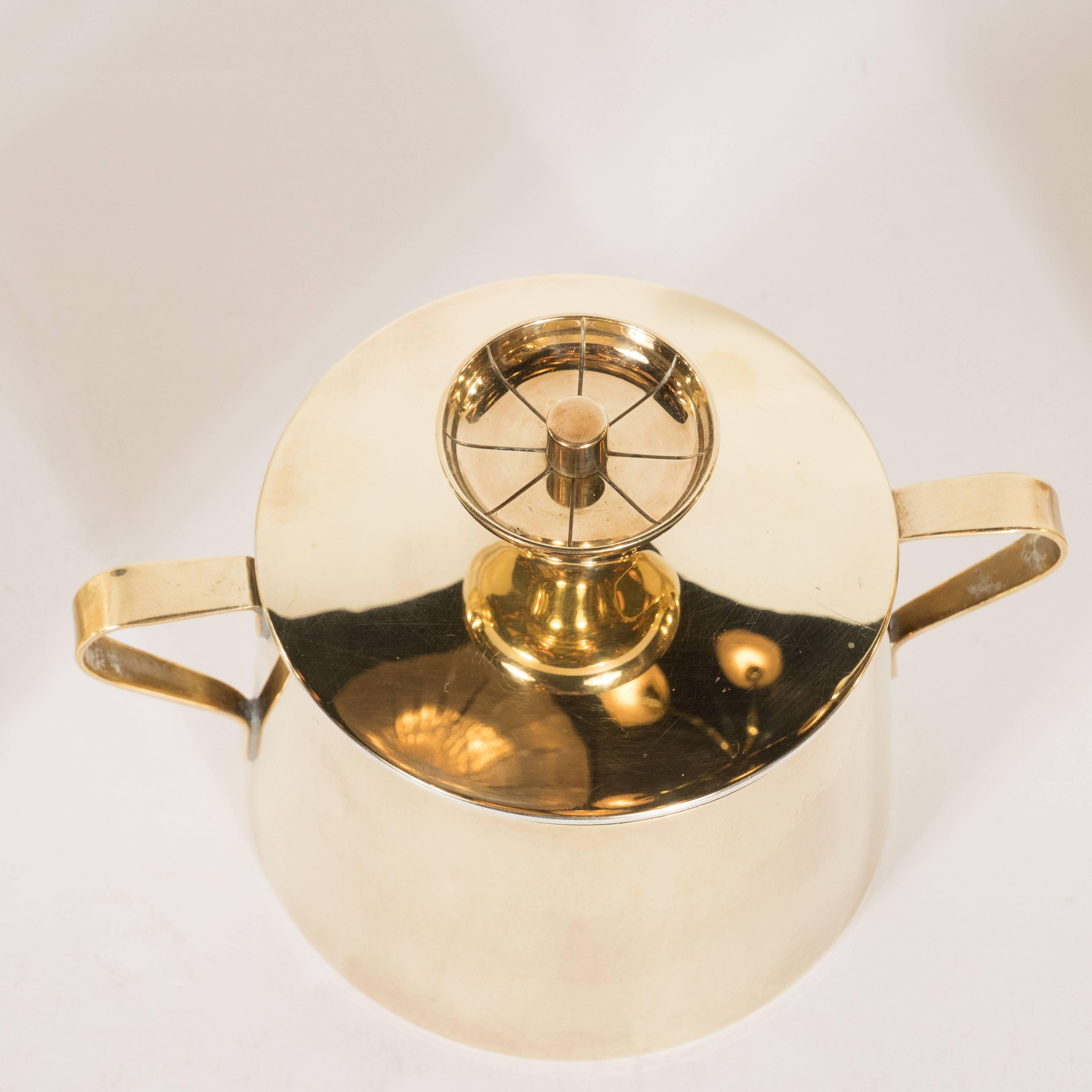 Tommi Parzinger for Dorlyn Silversmiths Coffee/Tea Service in Brass and Walnut In Excellent Condition In New York, NY