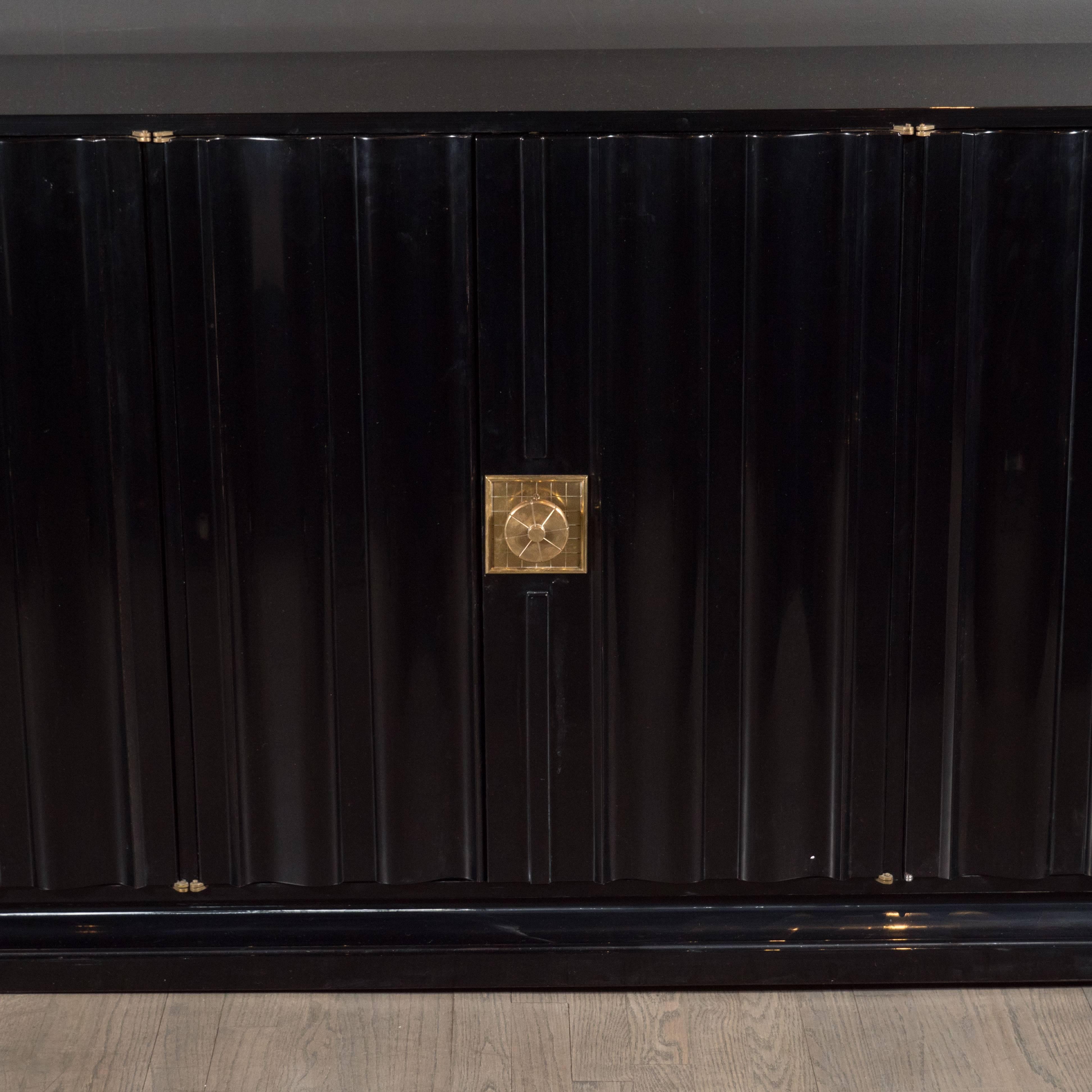 Mid-Century Modern Sideboard by Tommi Parzinger in Ebonized Walnut In Excellent Condition In New York, NY