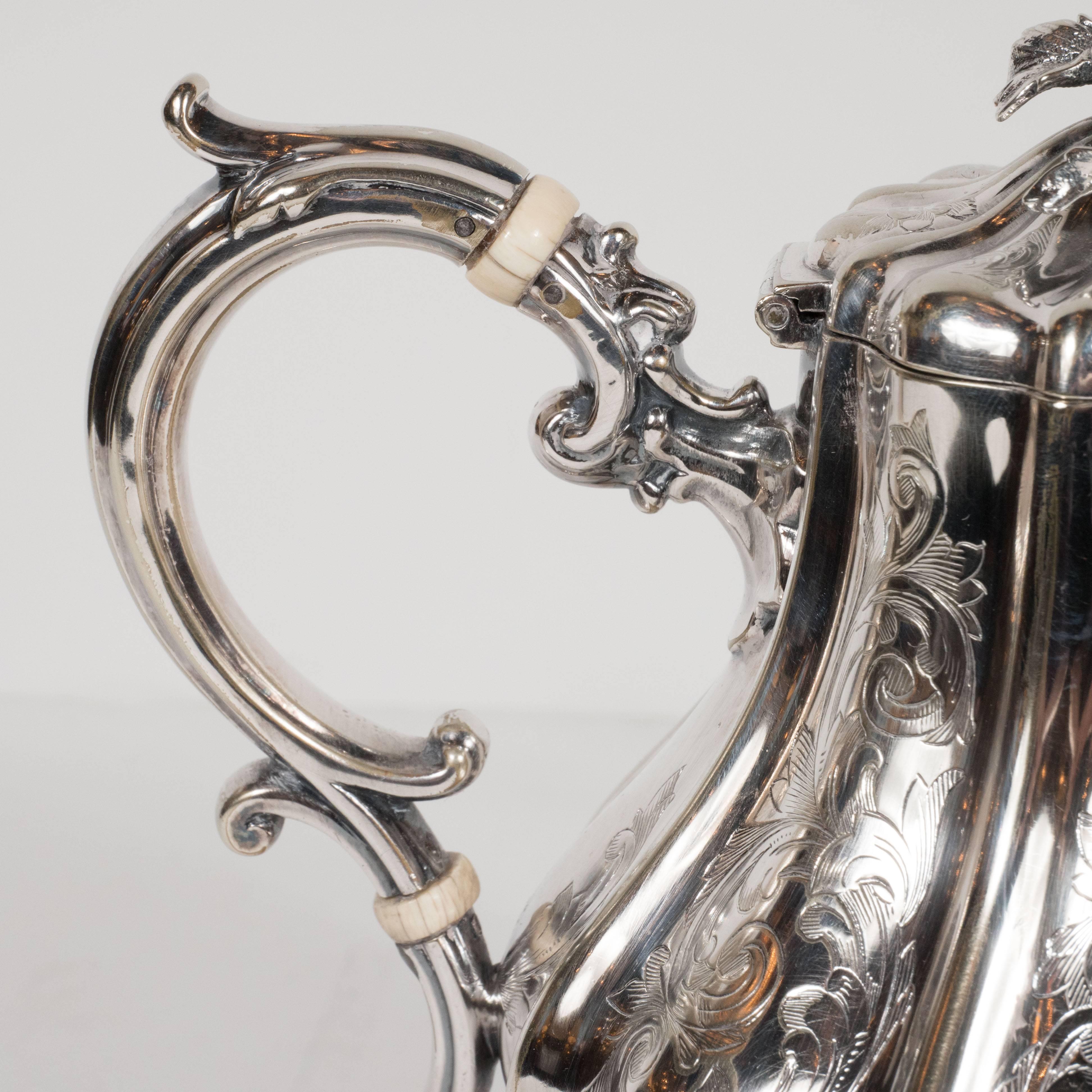 English Elegant Neoclassical Silverplated Coffee/Tea Service by Elkington & Co.