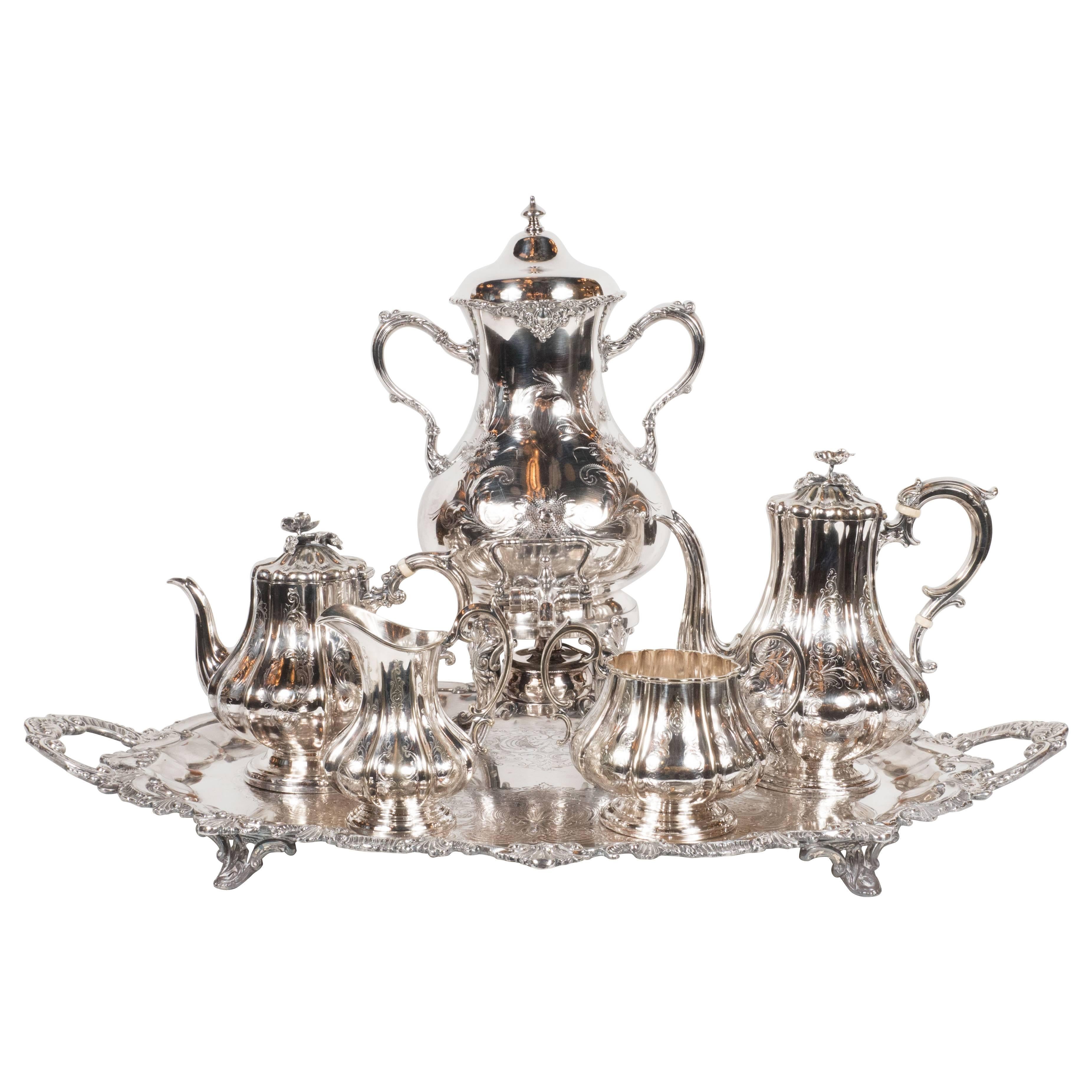 Elegant Neoclassical Silverplated Coffee/Tea Service by Elkington & Co.