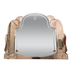 Magnificent Art Deco Rose Gold and Silver Mirror with Flora and Fauna Accents 8
