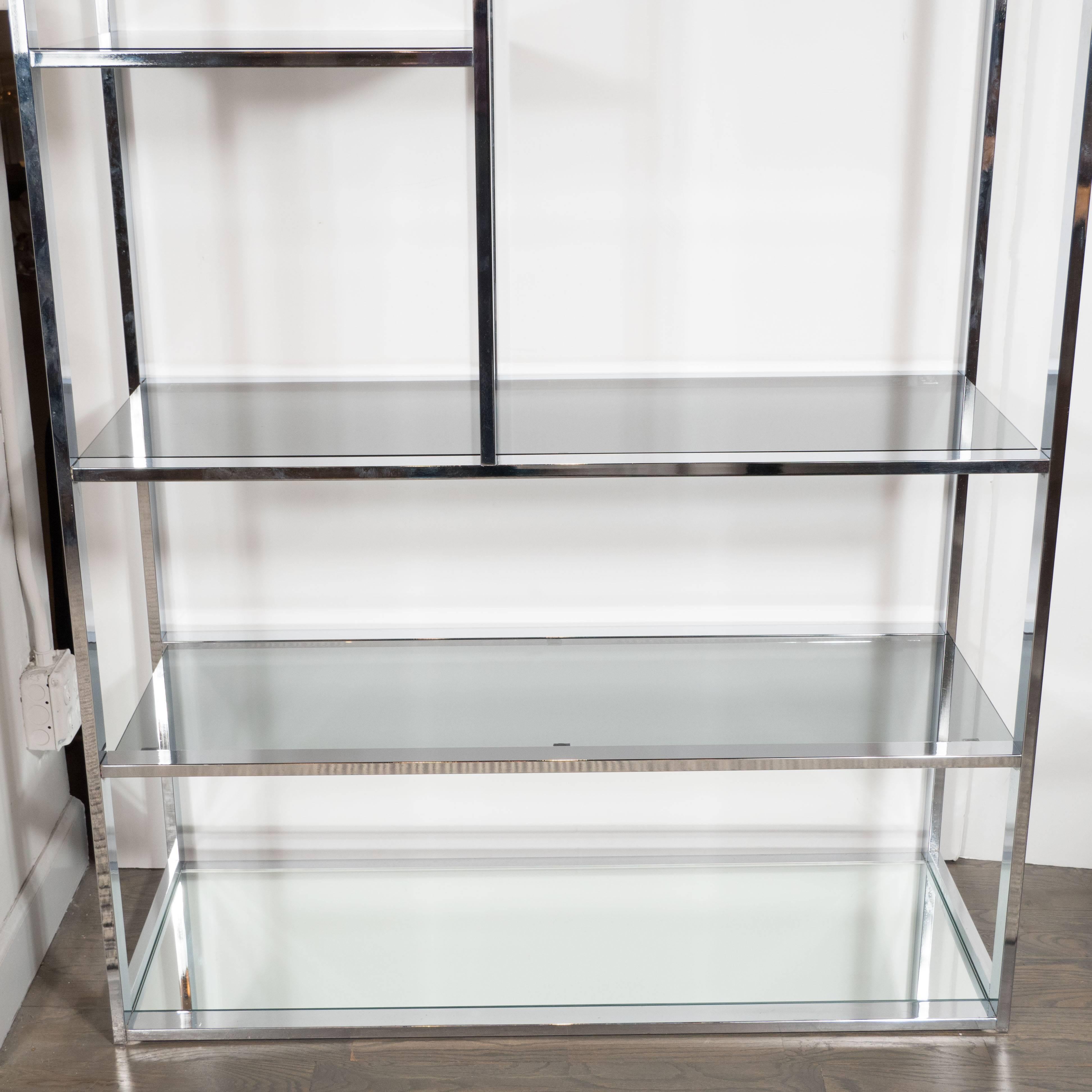chrome and glass etagere
