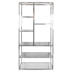 Mid-Century Modernist Chrome, Smoked Glass and Mirror Étagère by Milo Baughman 5