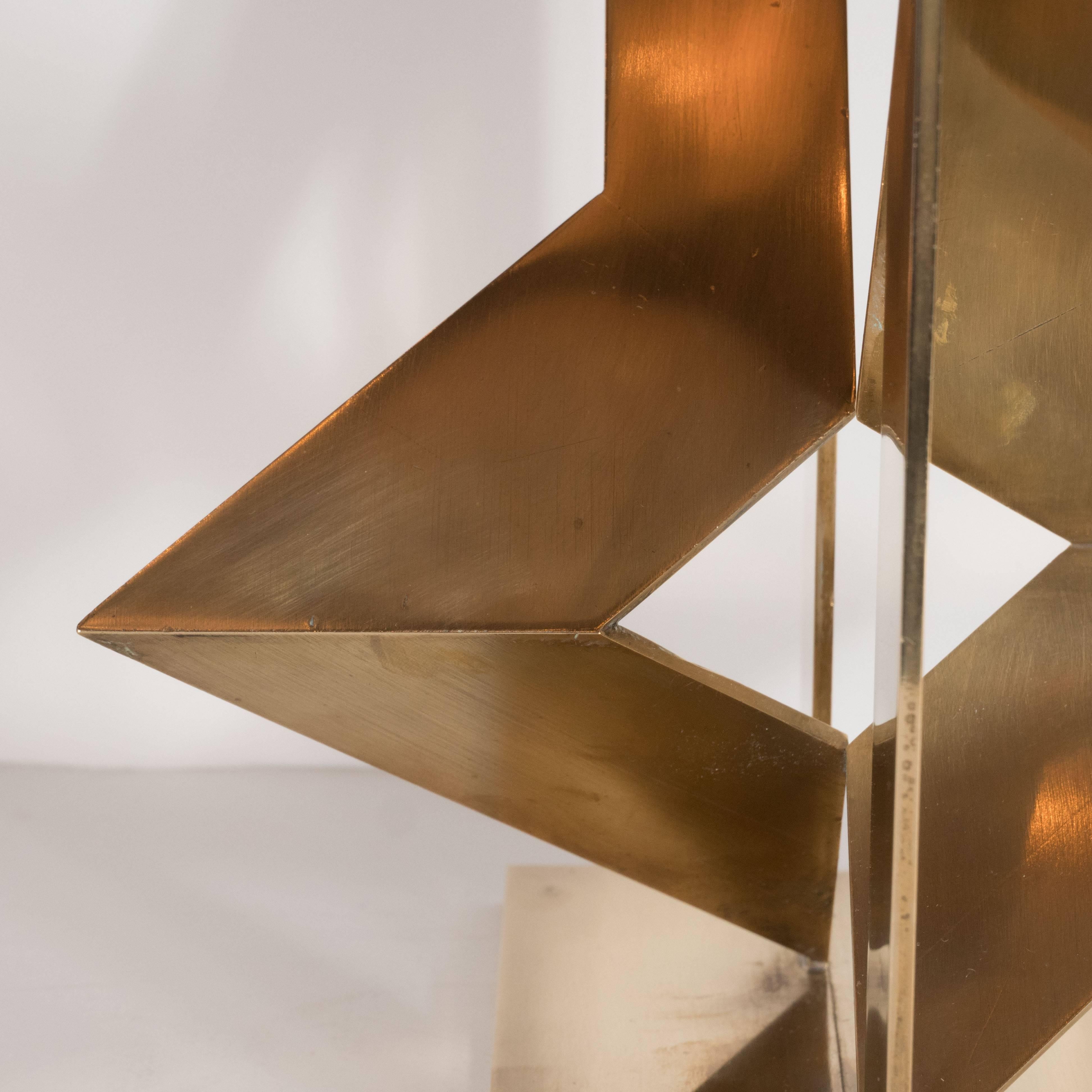Mexican Mid-Century Modernist Abstract Sculpture by Mathias Goeritz in Polished Brass