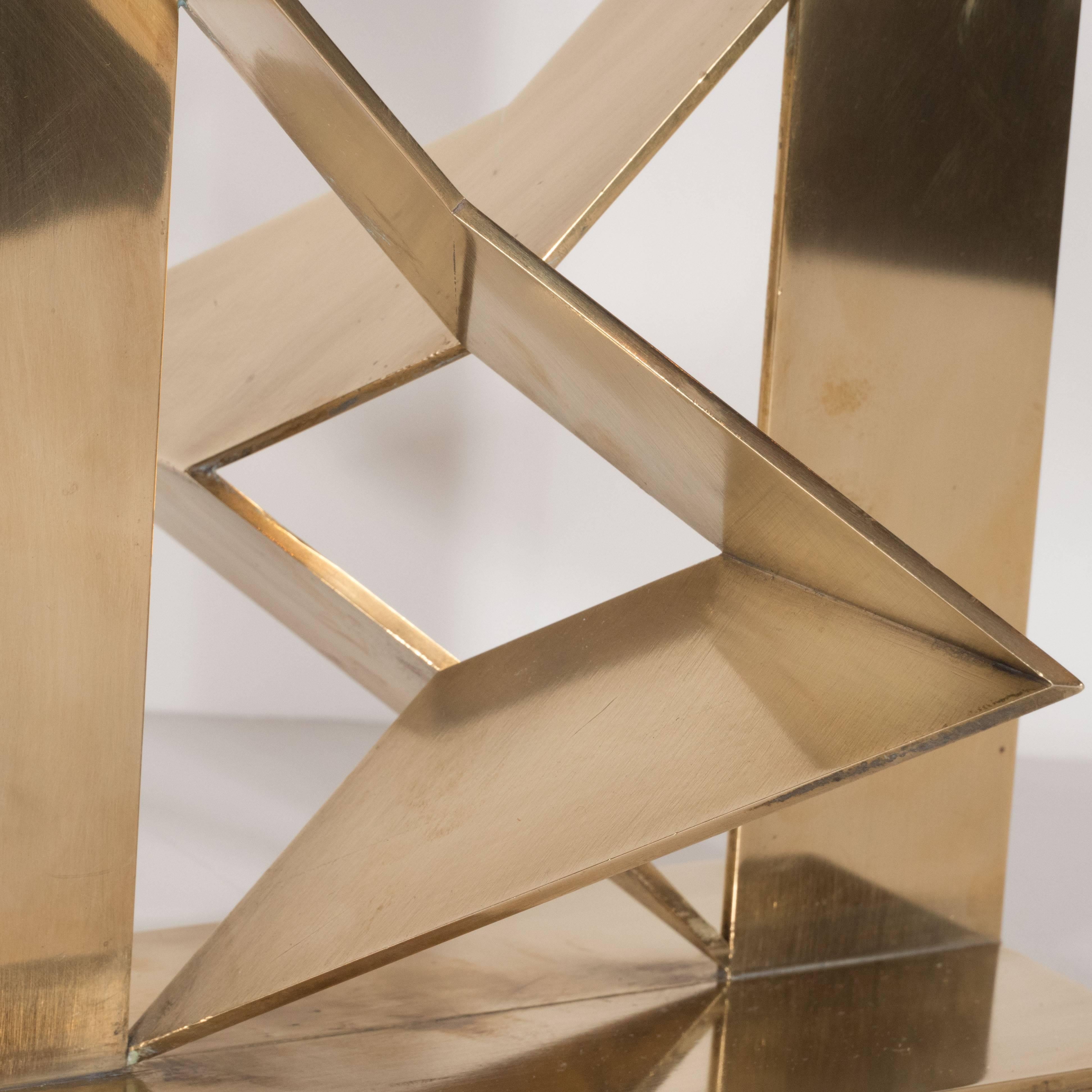 Mid-Century Modernist Abstract Sculpture by Mathias Goeritz in Polished Brass In Excellent Condition In New York, NY
